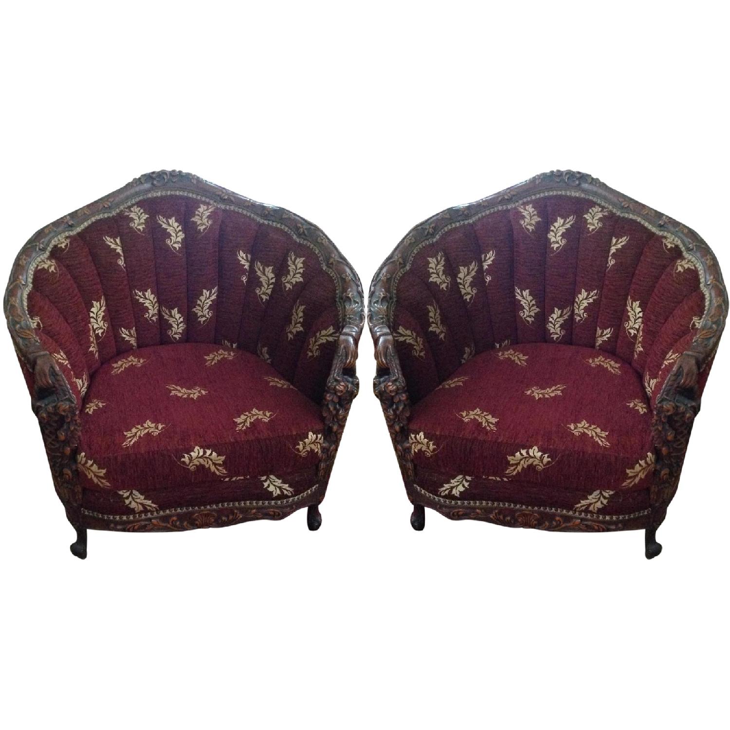 Art Deco Carved Wood Sofa + 2 Matching Chairs - image-17