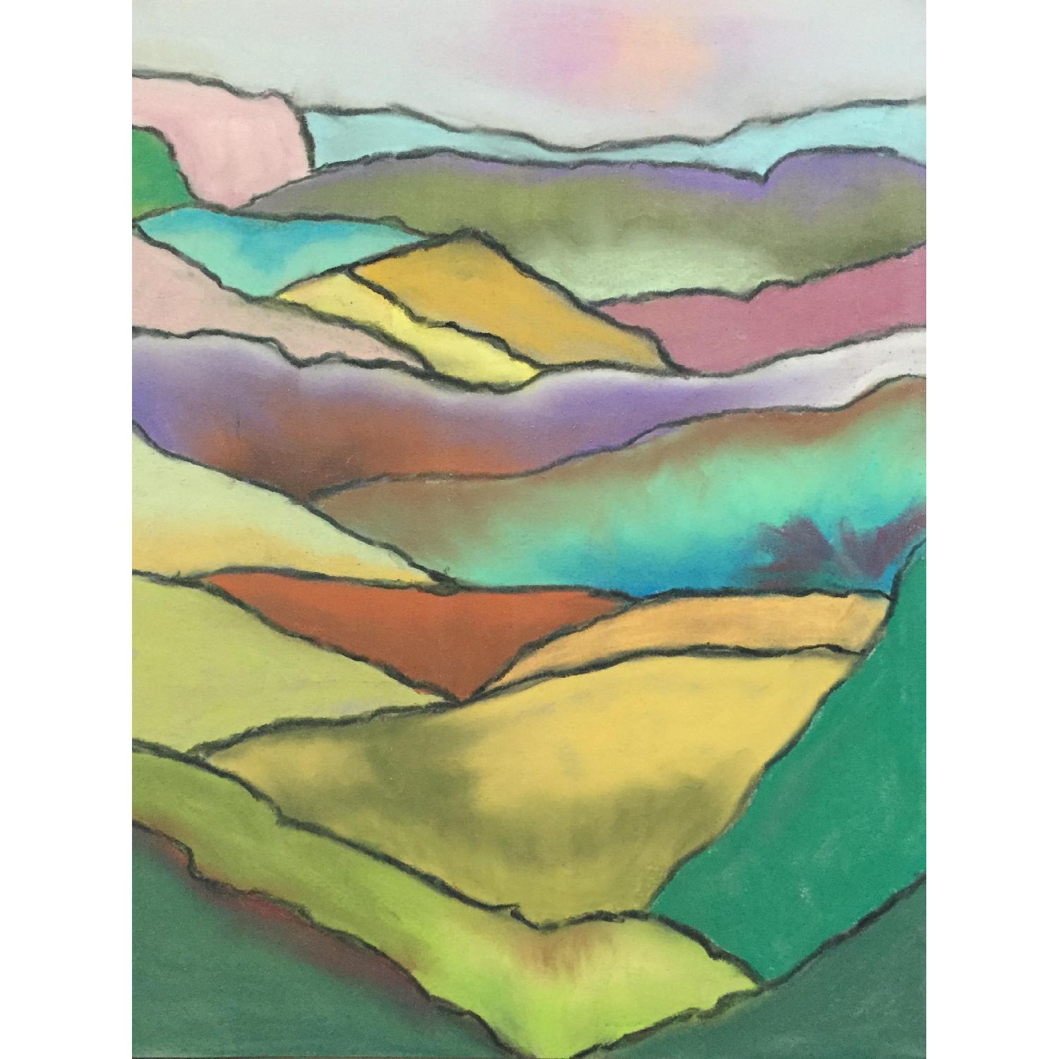 Victorian Free Standing Fireplace Screen Framed with Contemporary Pastel Drawing - image-5