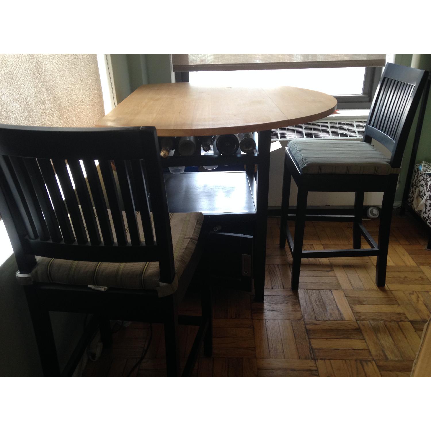 Crate & Barrel Belmont Black High Dining Table w/ 2 Chairs - image-3