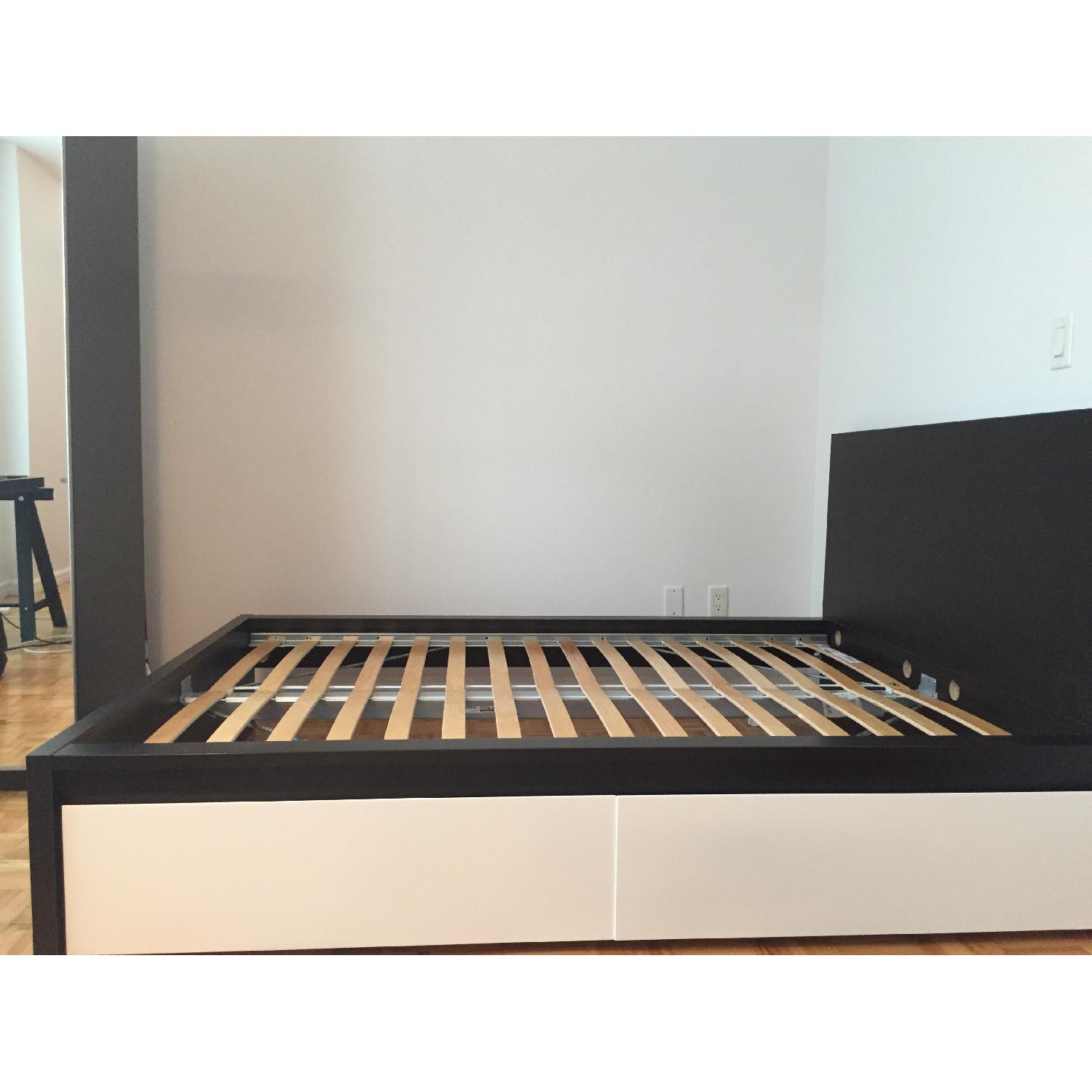 Ikea Malm Full Size Bed W Under Bed Storage Boxes Aptdeco