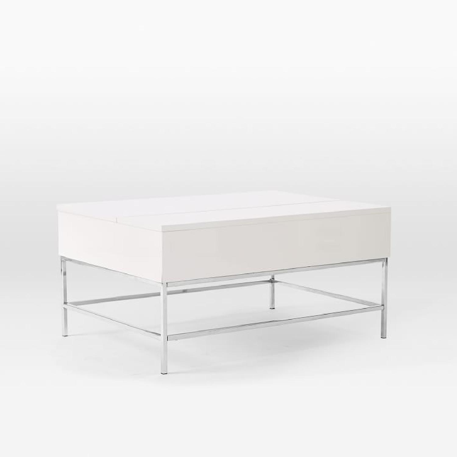 West Elm Storage Coffee Table in White Lacquer - image-2