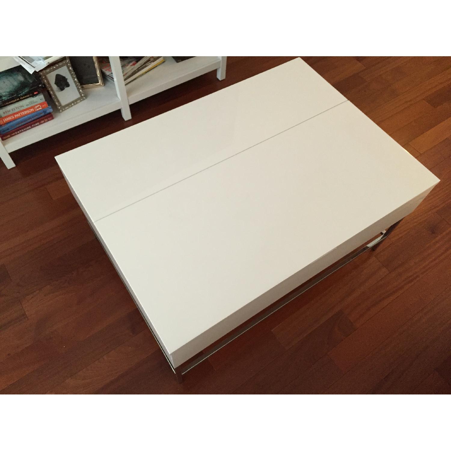 West Elm Storage Coffee Table in White Lacquer AptDeco