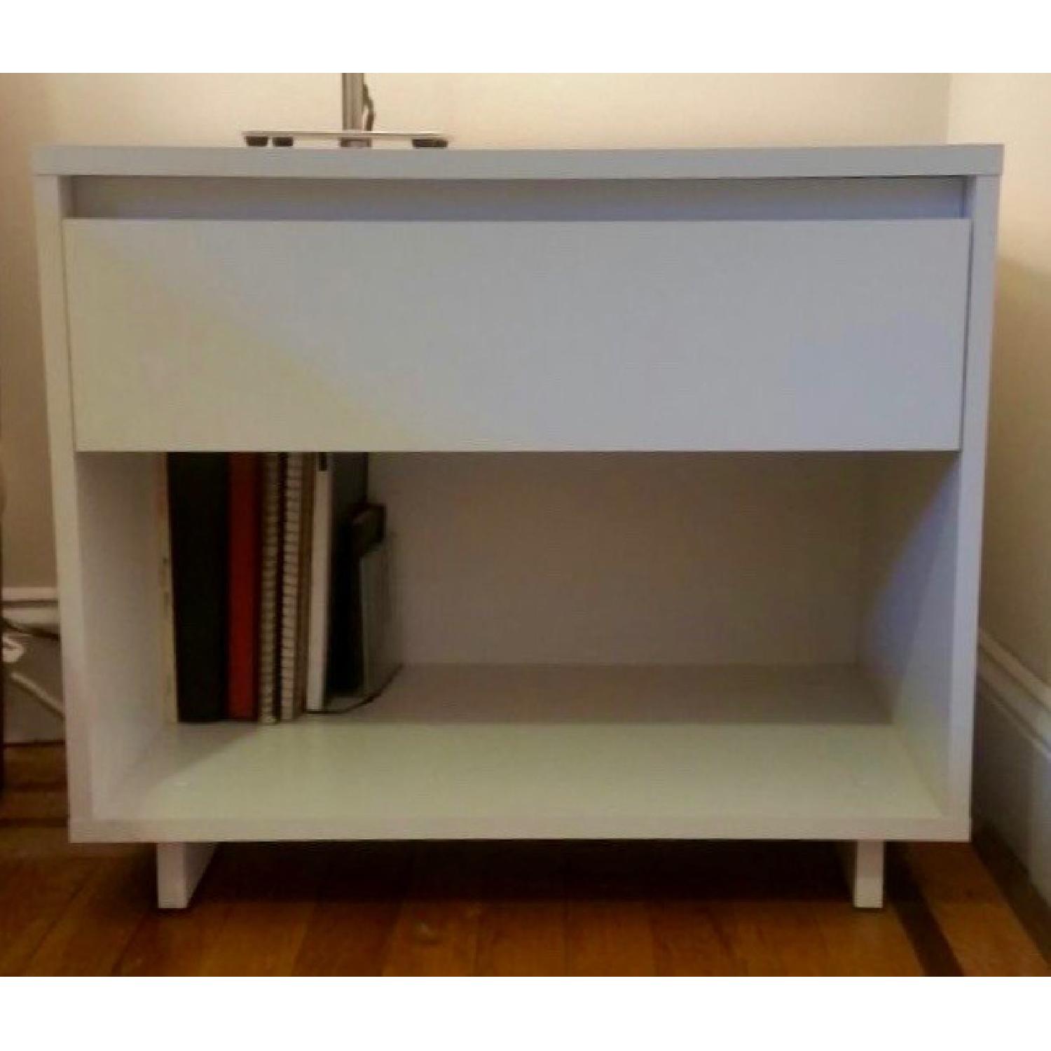 Target White Nightstands with Drawer and Shelf Pair AptDeco