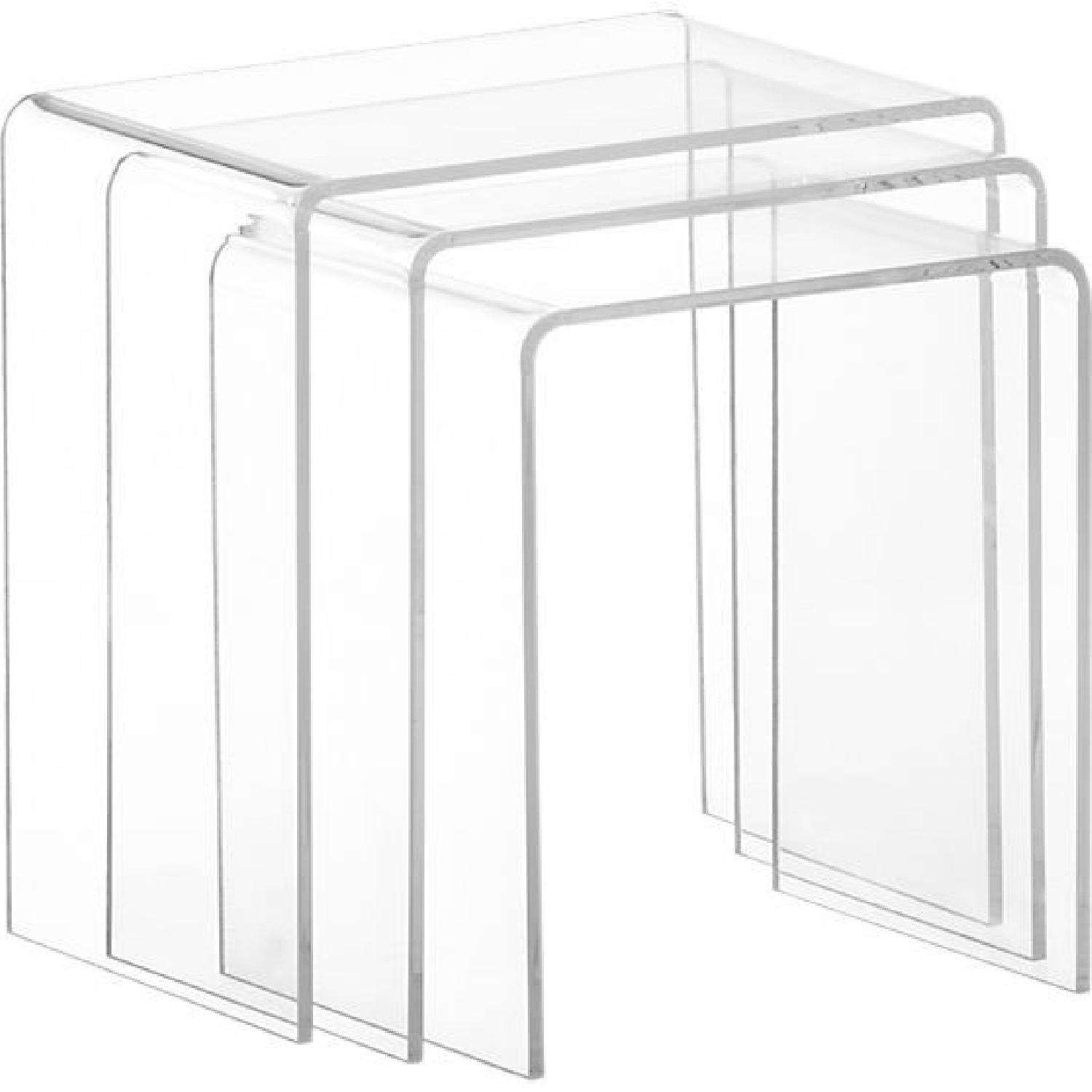 CB2 3Piece Peekaboo Clear Acrylic Nesting Table Set AptDeco