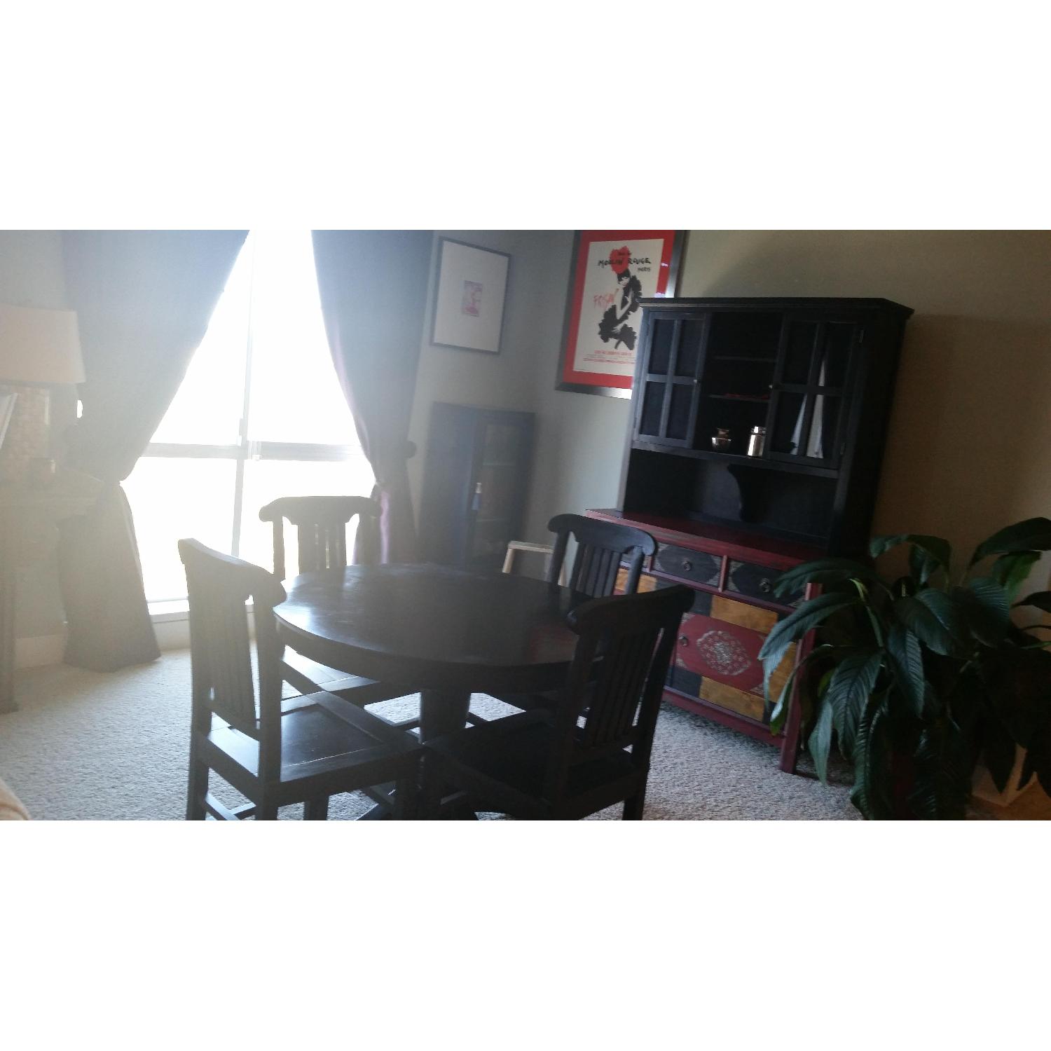 Black Round Dining Room Table w/ 4 Chairs - image-1