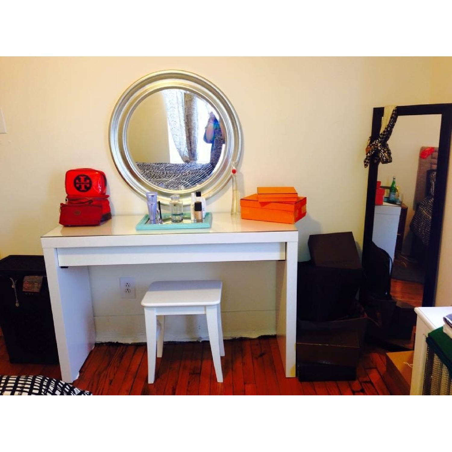 Ikea Malm Vanity Table w/ Mirror & Chair - image-1