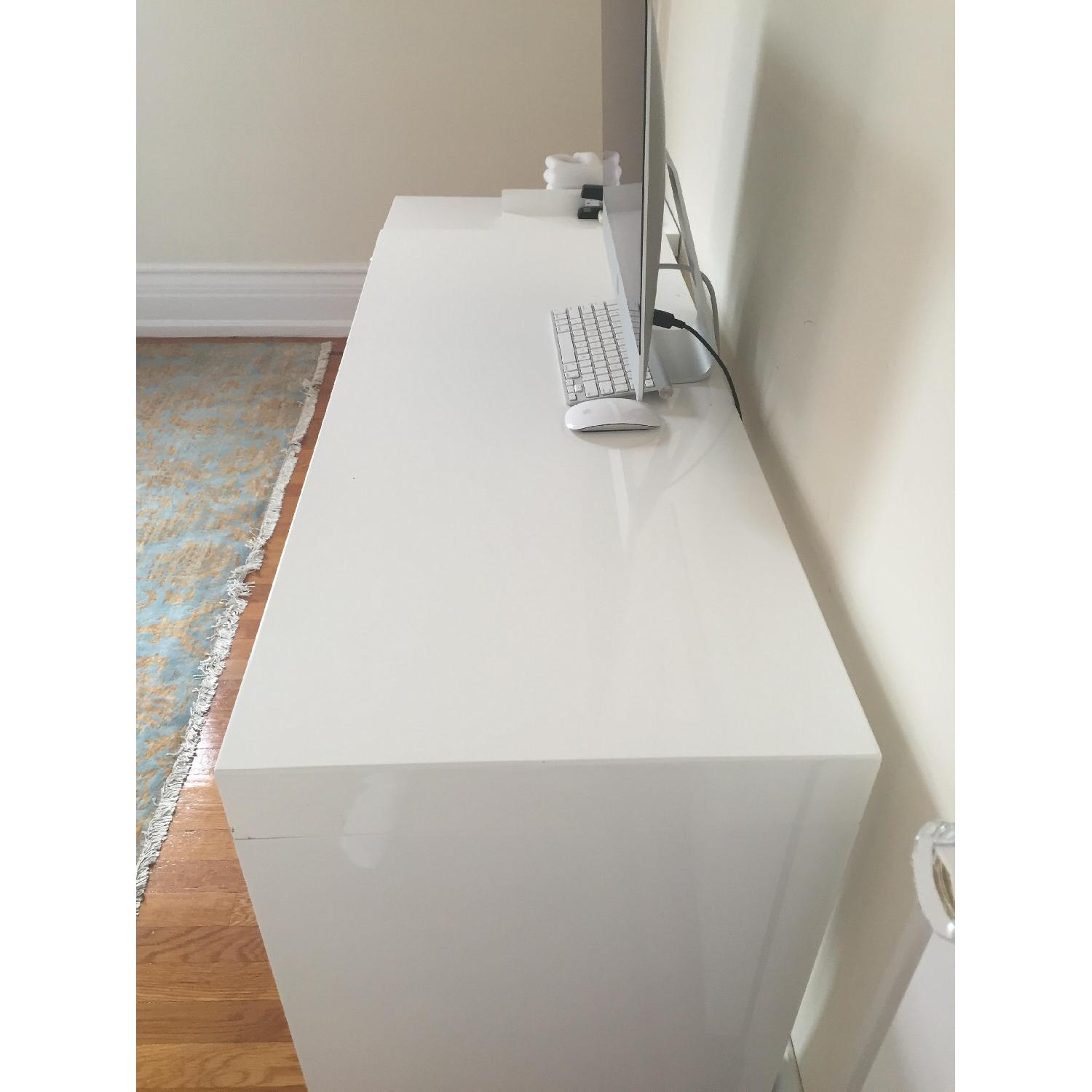 Euro Style High Gloss White Lacquer Desk - image-2