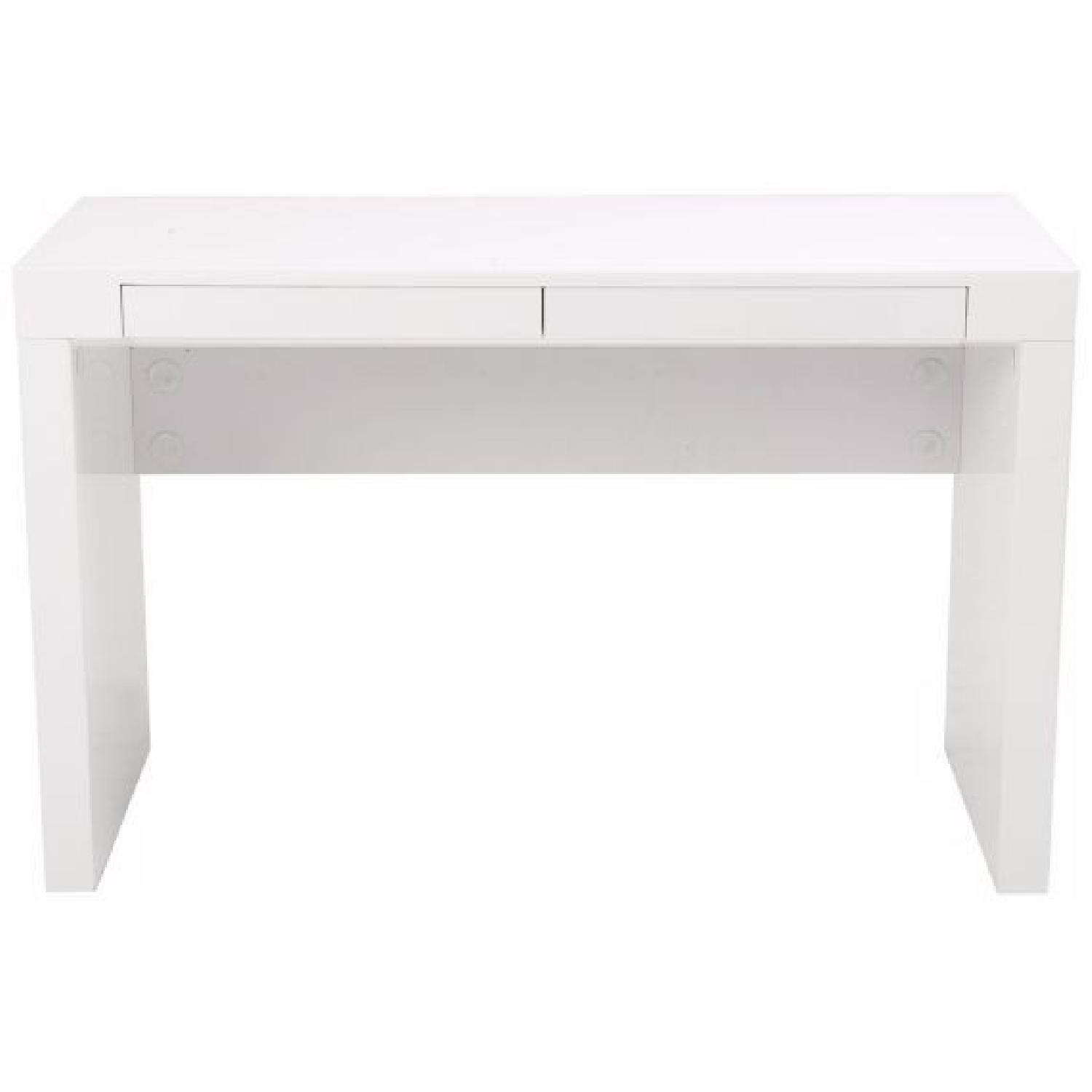 Euro Style High Gloss White Lacquer Desk - image-6