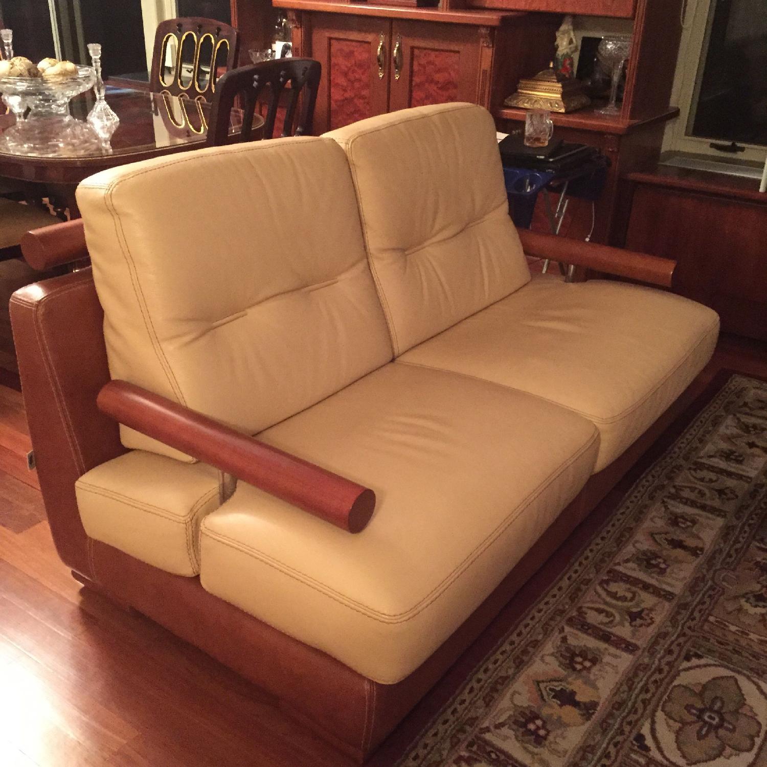 Maurice Valencia Collection Circa 2000s Leather Sofa + Chair - image-1