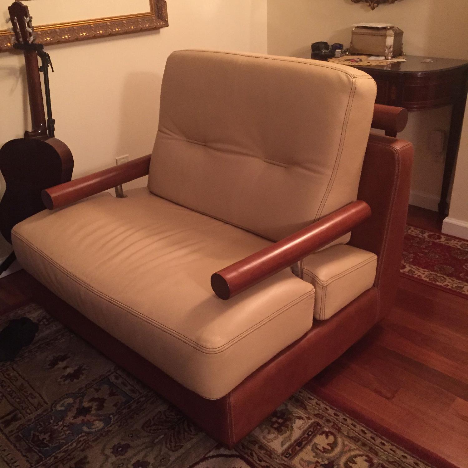 Maurice Valencia Collection Circa 2000s Leather Sofa + Chair - image-2