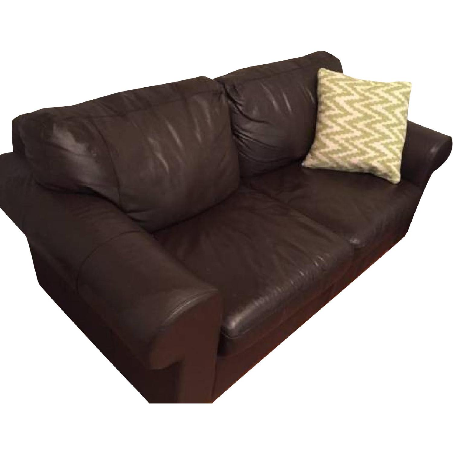 Ikea Brown Leather Loveseat - image-3