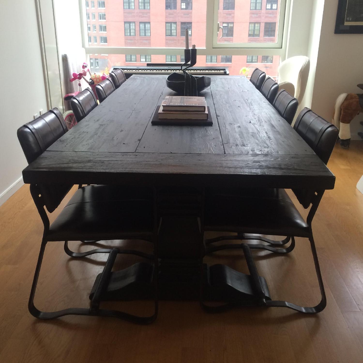 Restoration Hardware Salvaged Wood Trestle Rectangular Extension Dining Table - image-2