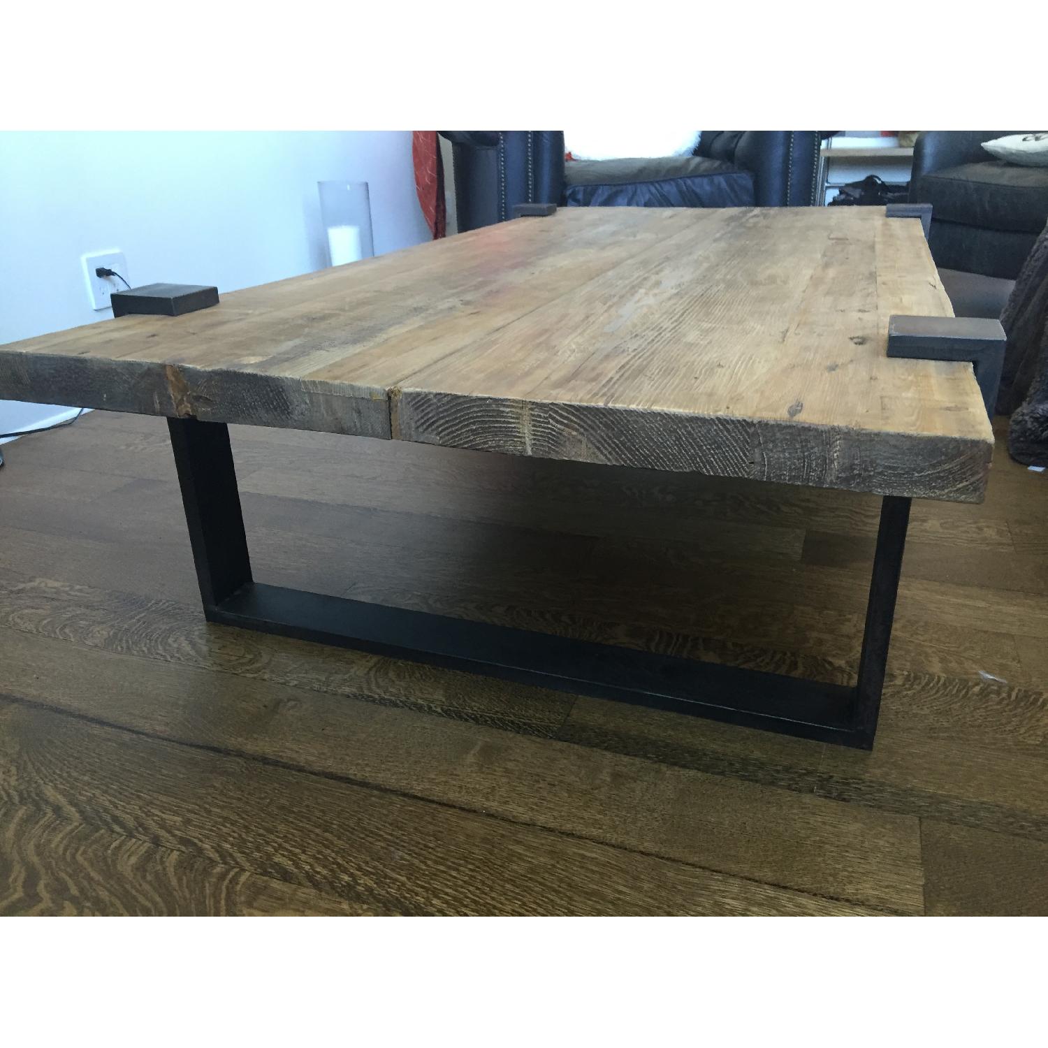 Restoration Hardware Reclaimed Pine & Steel Clamp Coffee Table - image-2