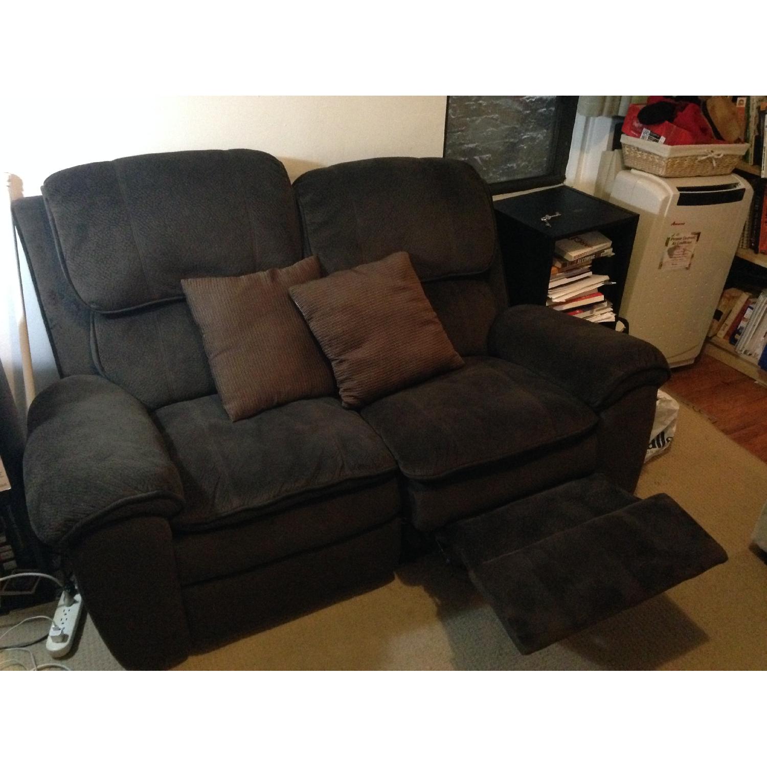 Home Elegance Reilly Collection Chocolate Microfiber Recliner LoveSeat - image-1