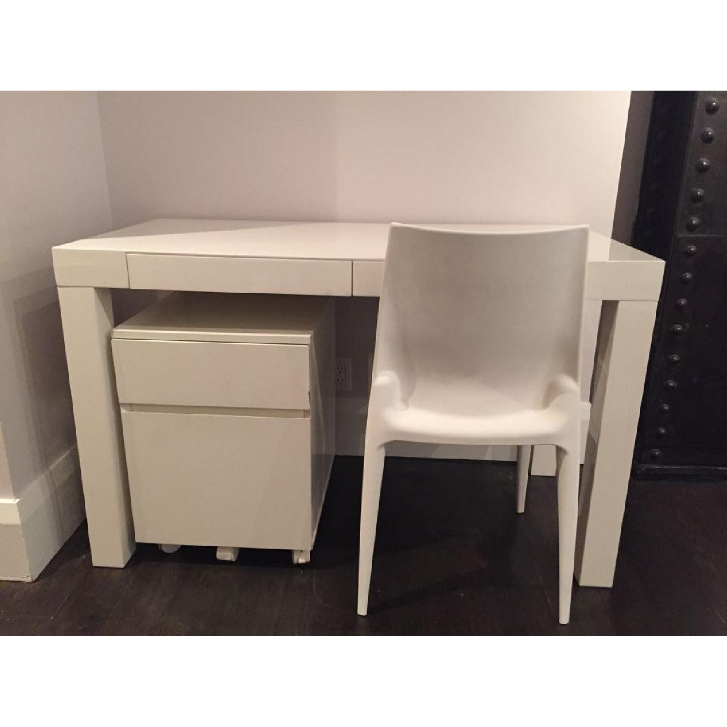 West Elm Style Mid-Century Modern Parsons Desk + Matching Chair & File Cabinet - image-1