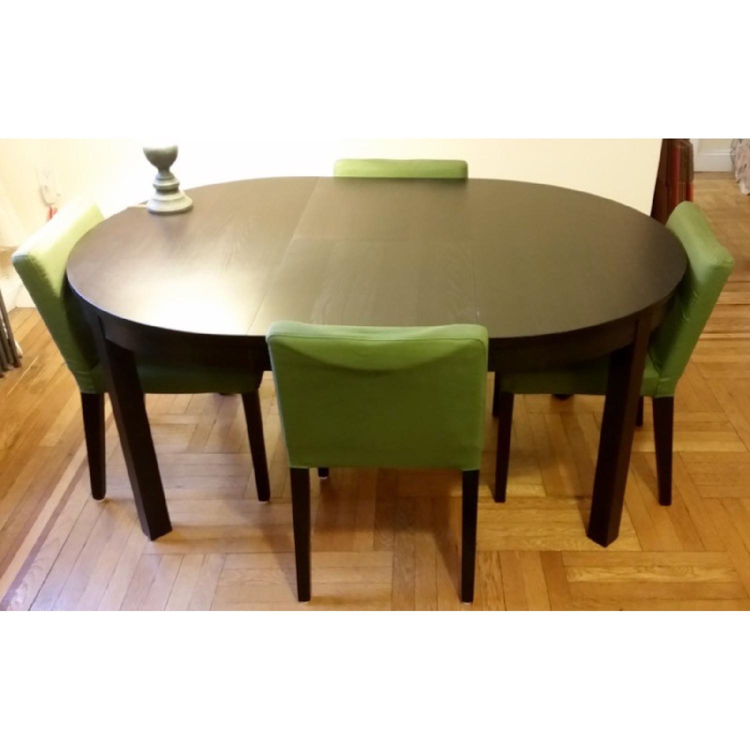 Ikea Bjursta Extendable Brown-Black Round Table w/ 4 Chairs - image-7