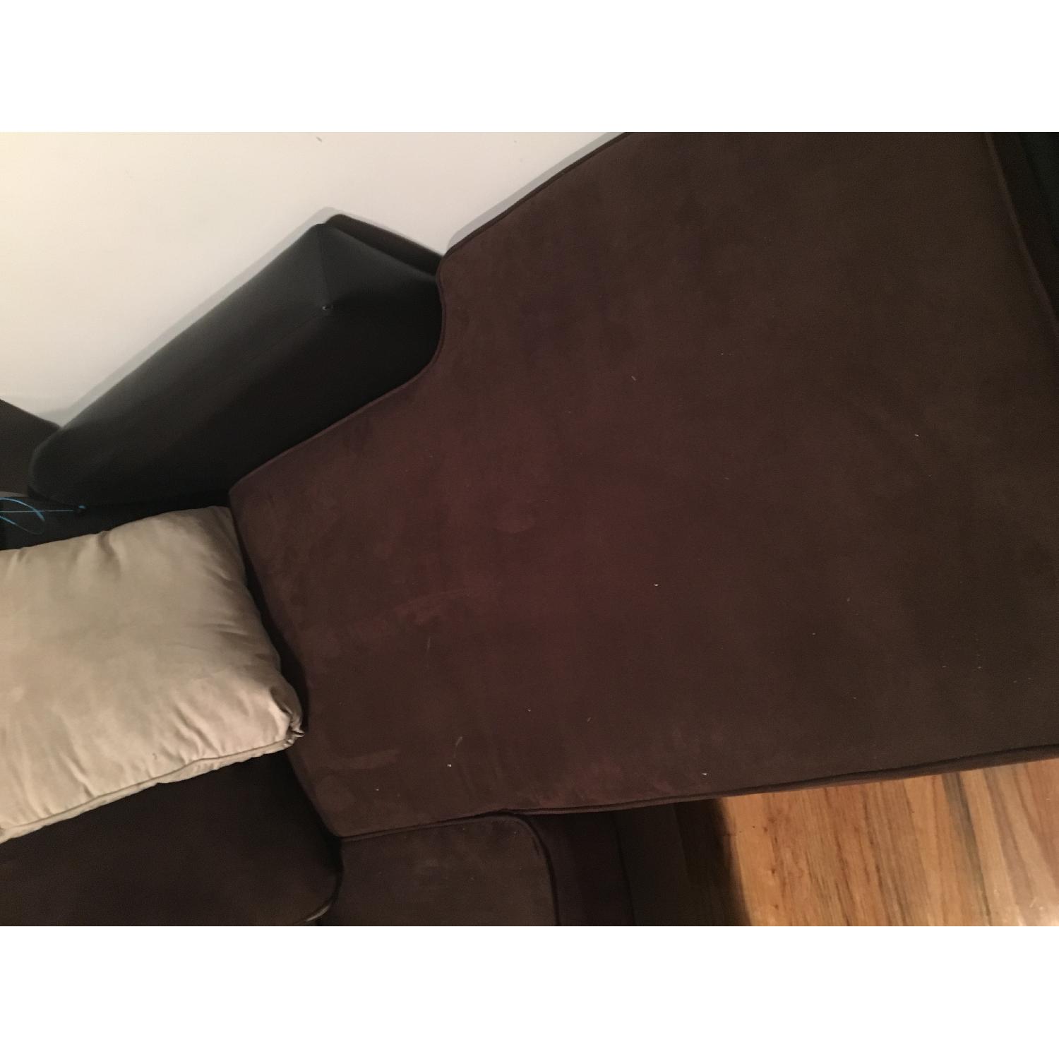 Suede/Leather Brown & Beige Sectional Sofa - image-3