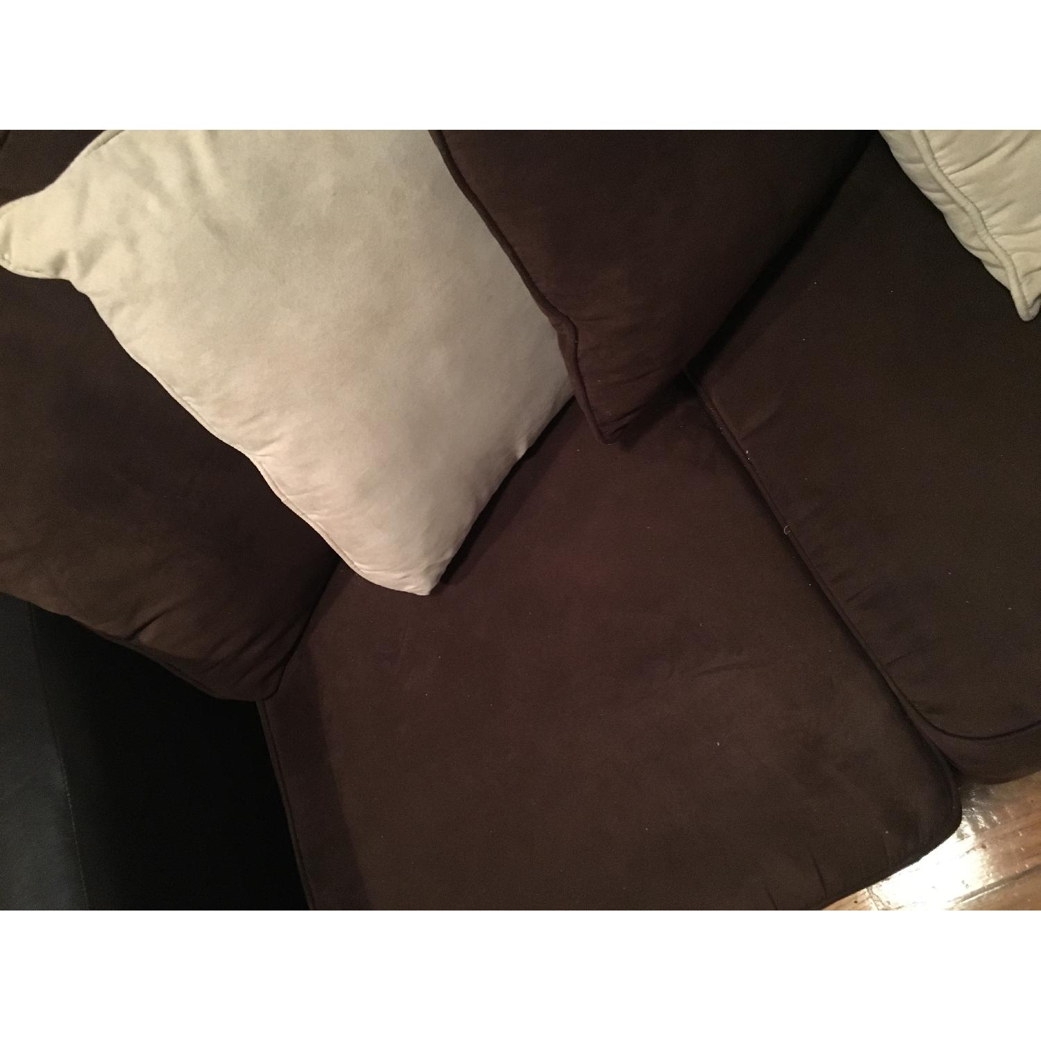 Suede/Leather Brown & Beige Sectional Sofa - image-5