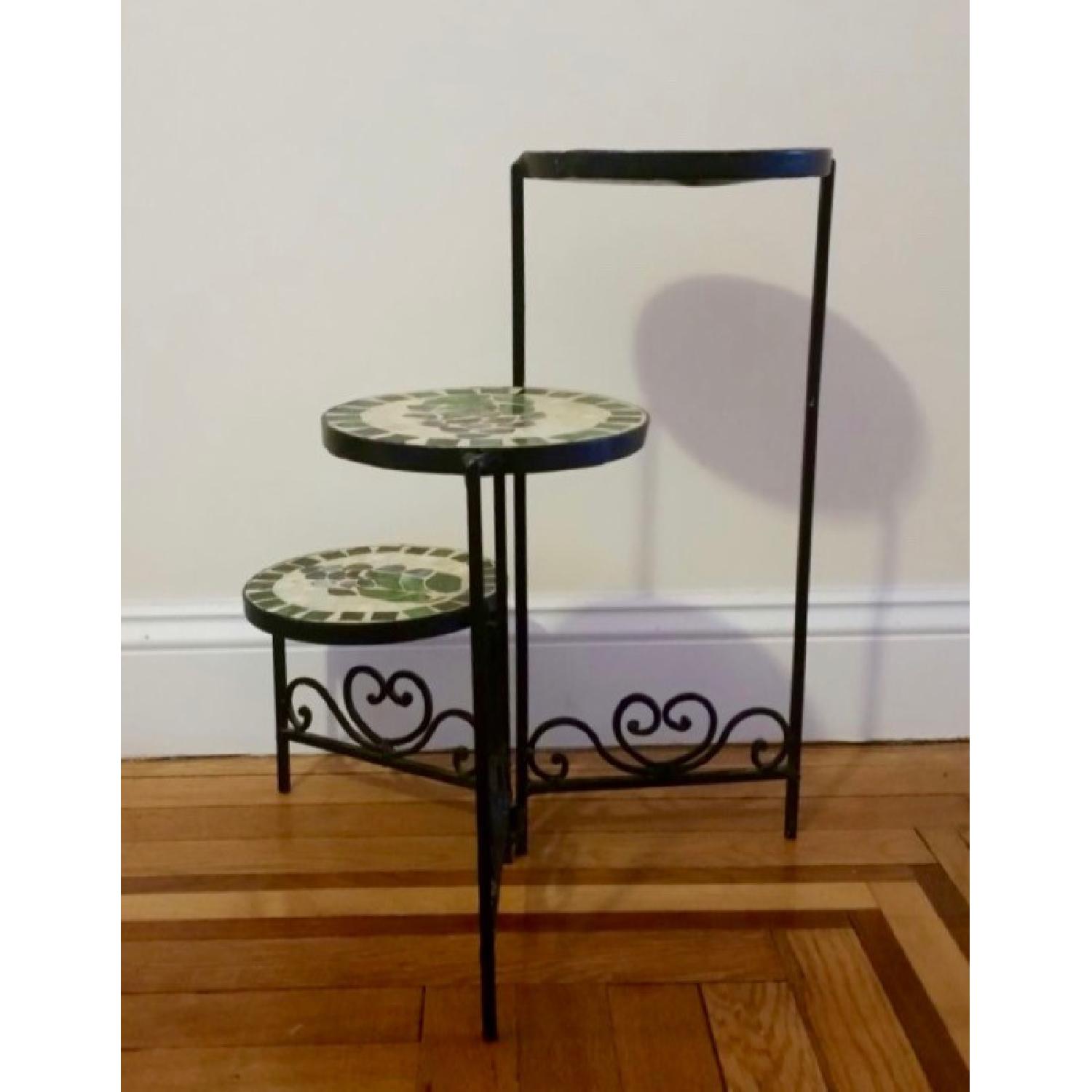 Nesting 3-Tier Wrought Iron Plant Stand with Mosaic Tile Inlay - image-4