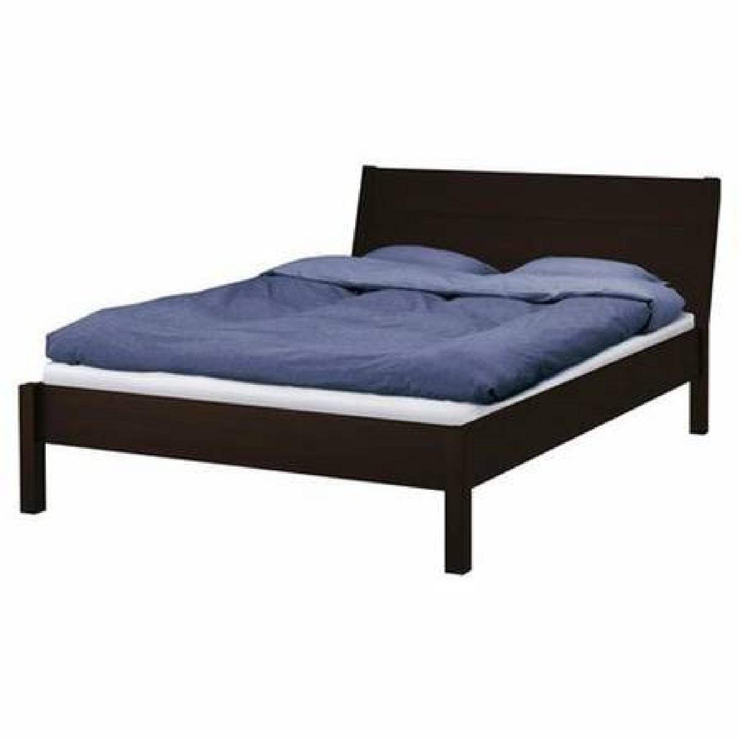 Ikea Nyvoll Black Brown Full Bed Frame w/ Slated Base - image-5