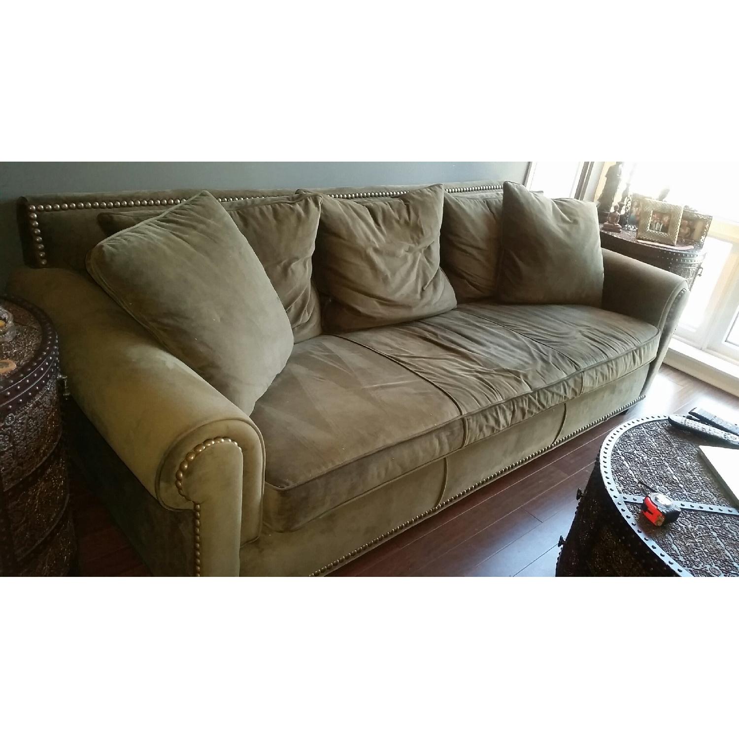 Z Gallerie Olive Green Chesterfield Sofa - image-1