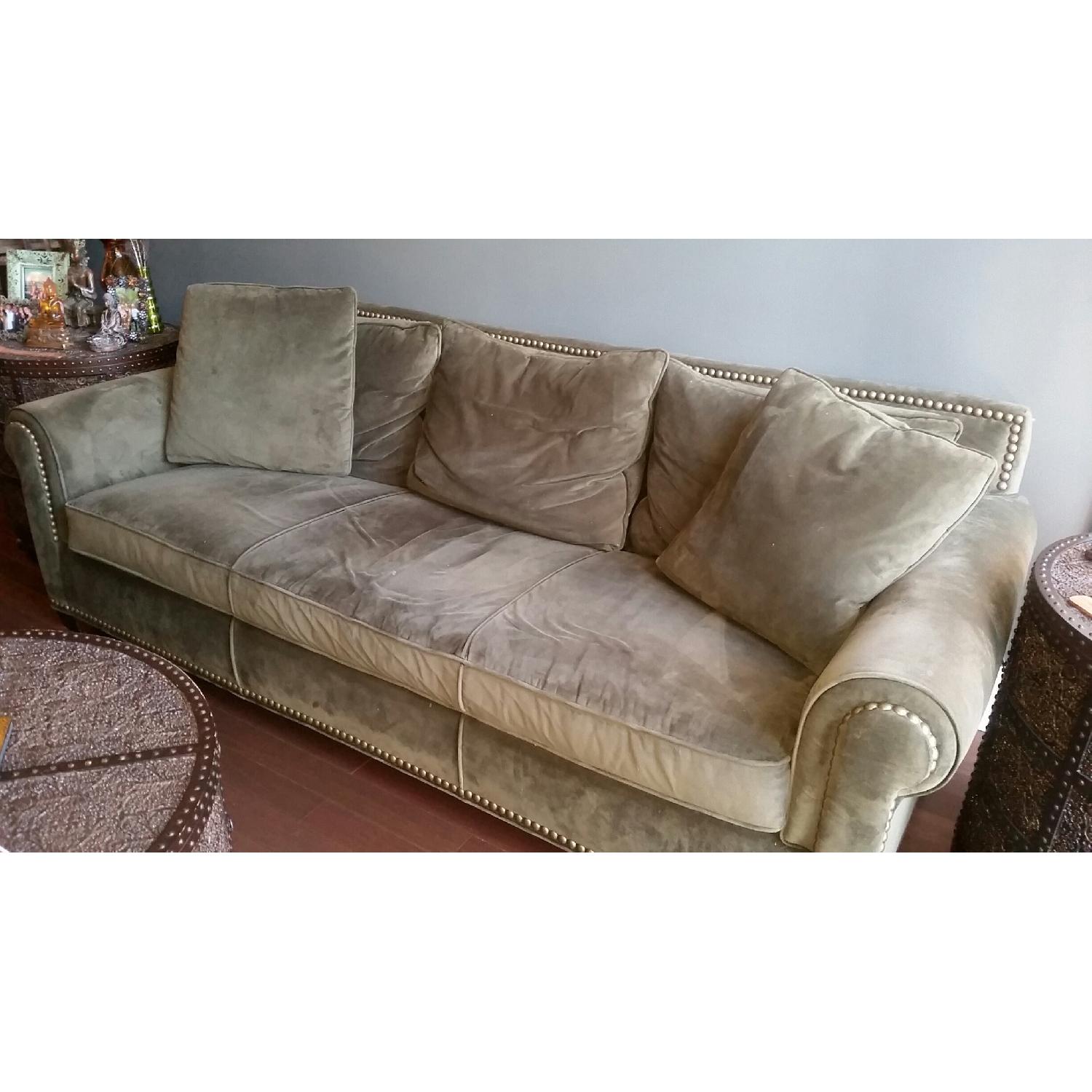 Z Gallerie Olive Green Chesterfield Sofa - image-2