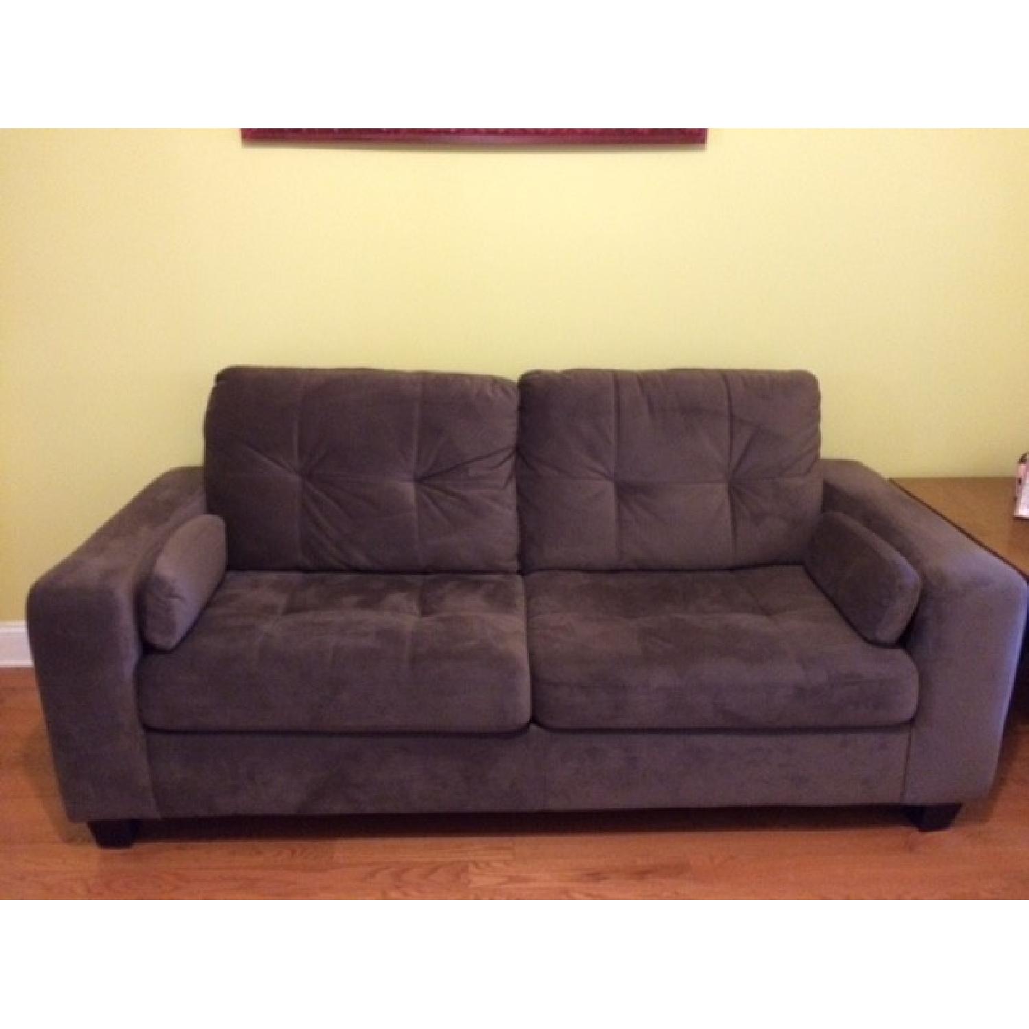 Jennifer Convertibles Microfiber Sofa with PullOut Bed AptDeco