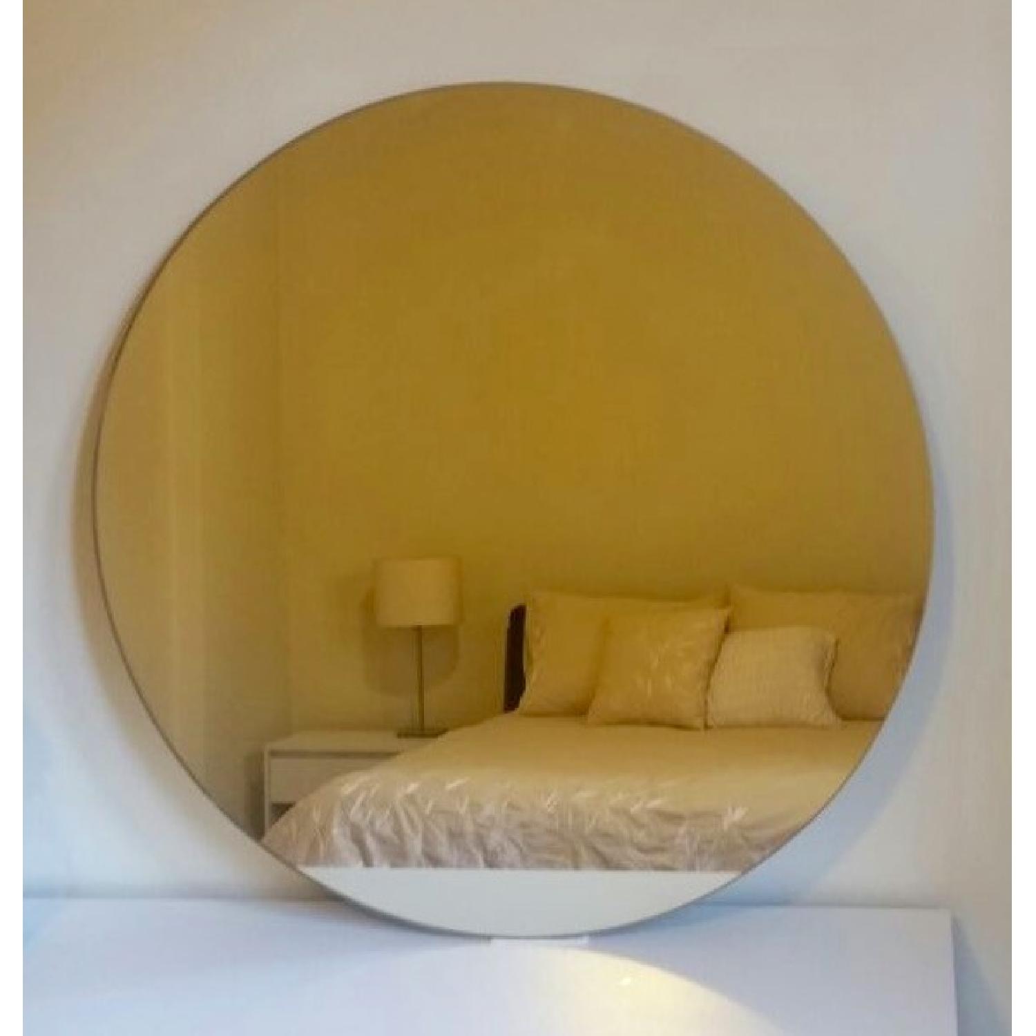 Frameless Antique Round Electro Copper Plated Mirror AptDeco