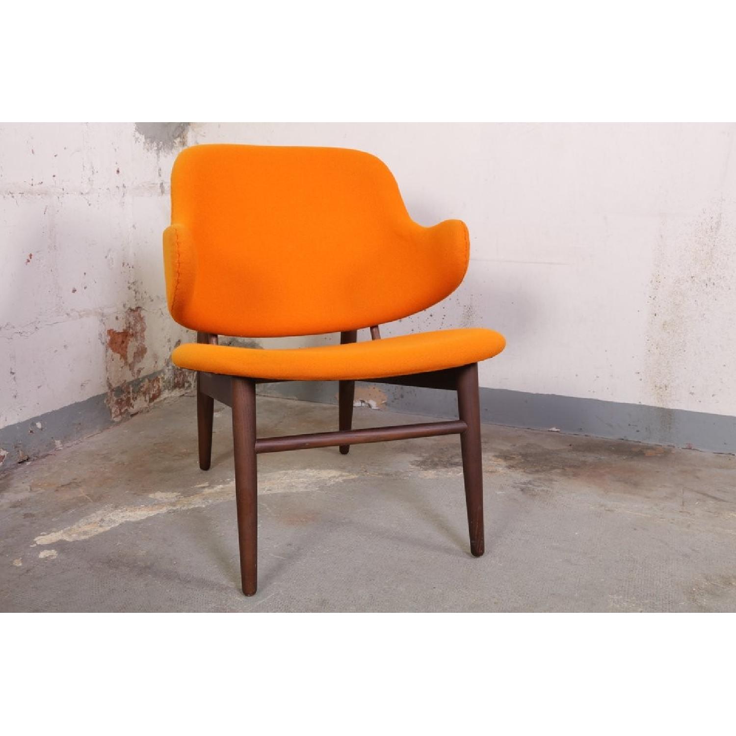 Kofod-Larsen-Style Orange Fabric Lounge Chair - image-2