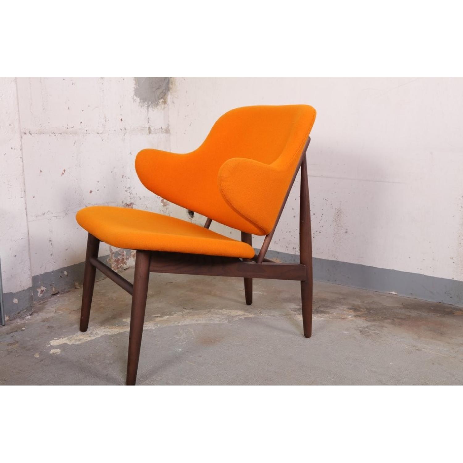 Kofod-Larsen-Style Orange Fabric Lounge Chair - image-3