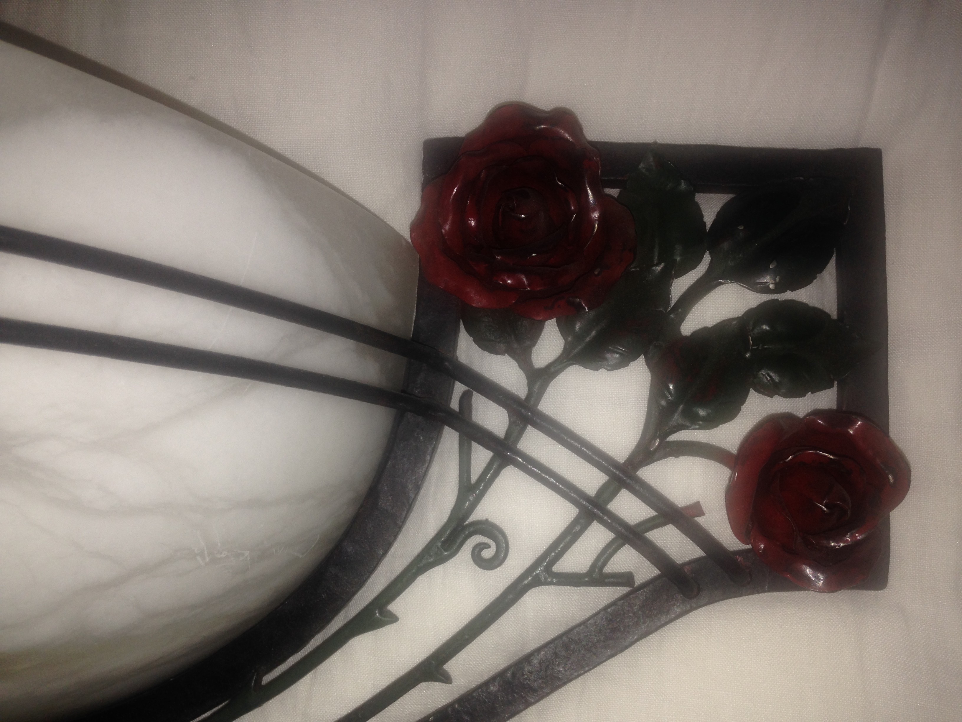 Doyle Art Deco Wall Sconce In Black Metal w/ Marble Inserts