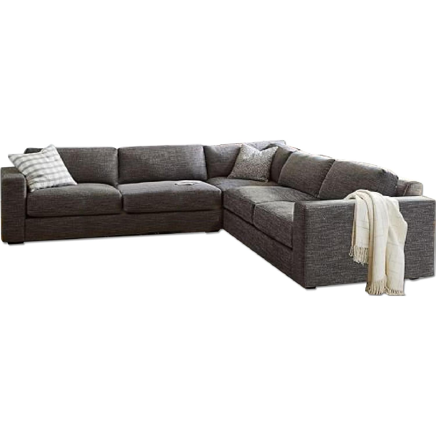West Elm Urban Sectional Sofa in Charcoal Heathered Tweed AptDeco