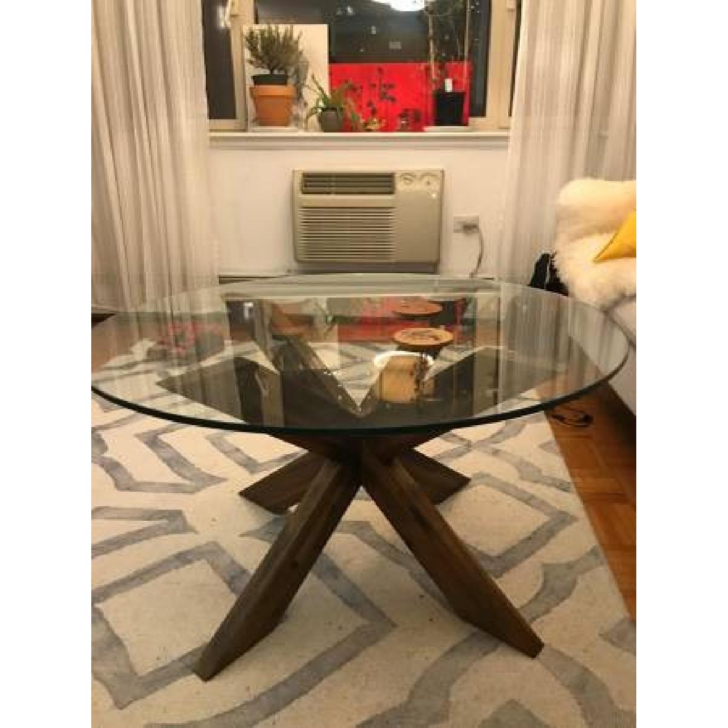 Pier 1 Glass Top Coffee Table w/ X Wood Base - image-3