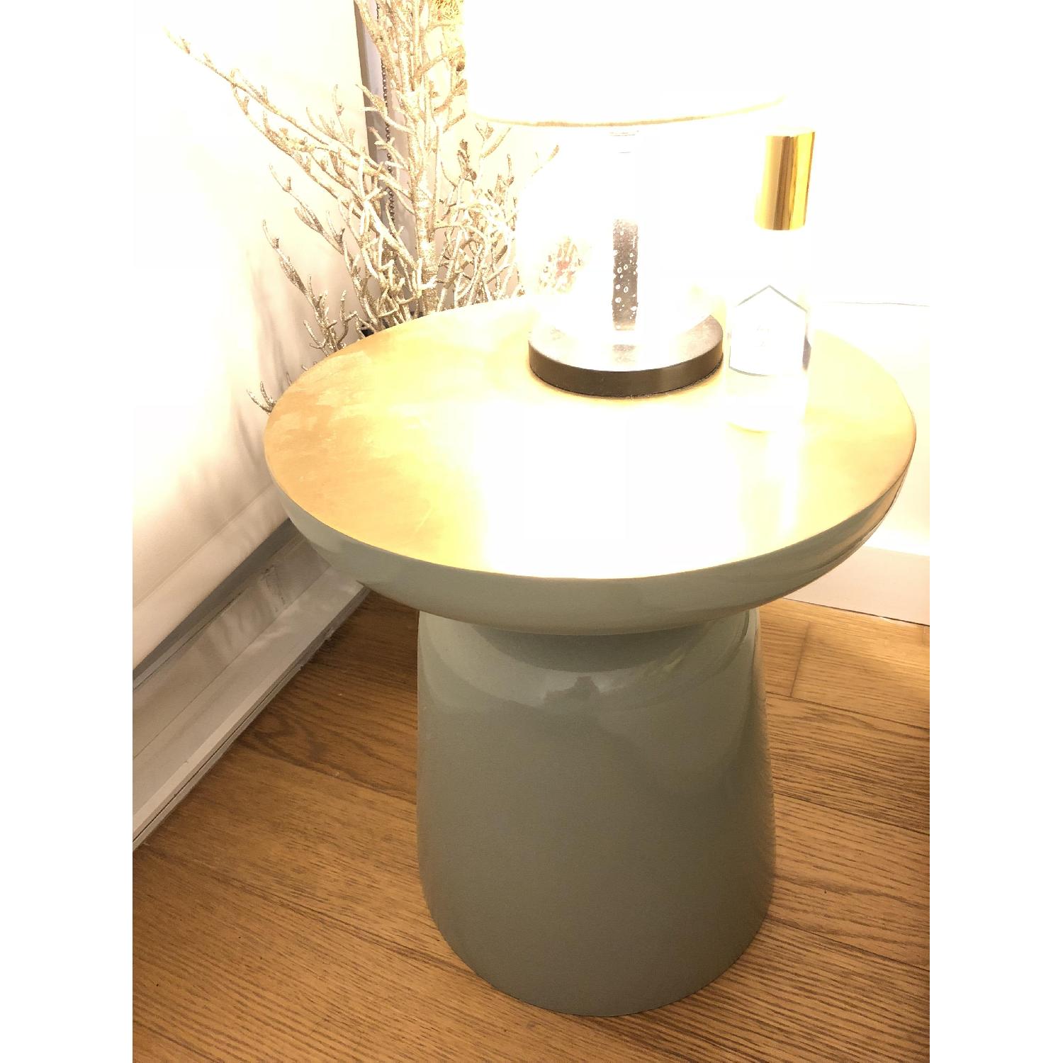 West Elm Brass Top Blue Green Martini Side Table - image-2