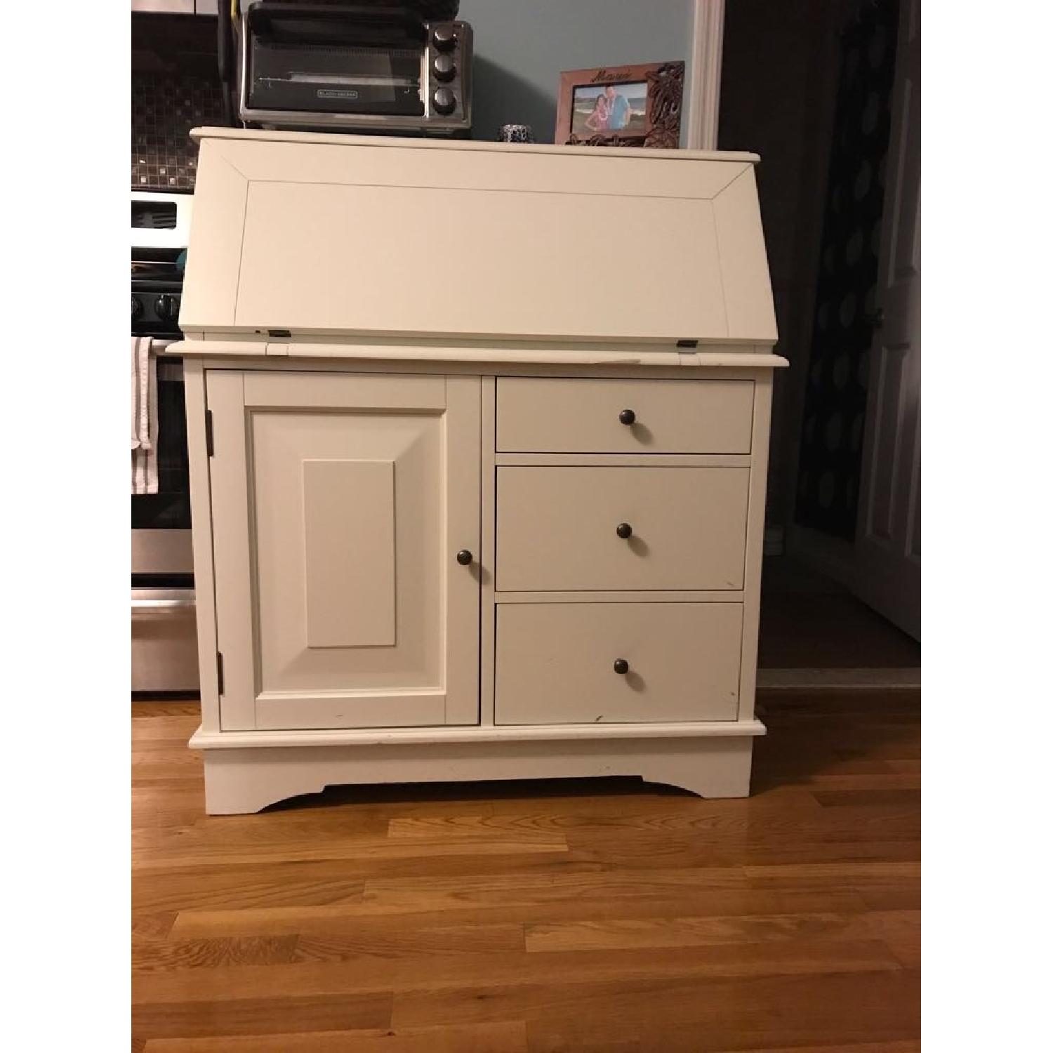 Pottery Barn Antique White Graham Secretary - image-1