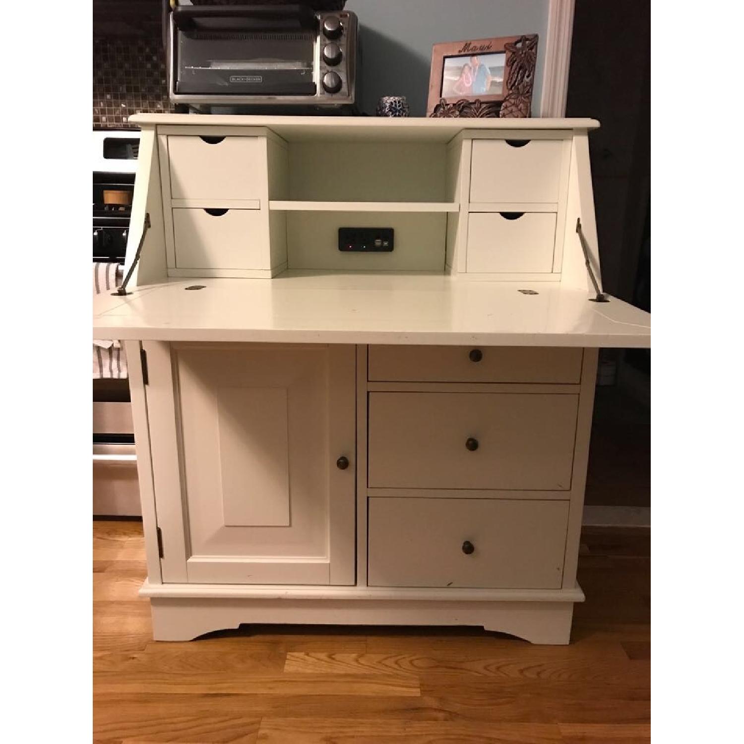 Pottery Barn Antique White Graham Secretary - image-4