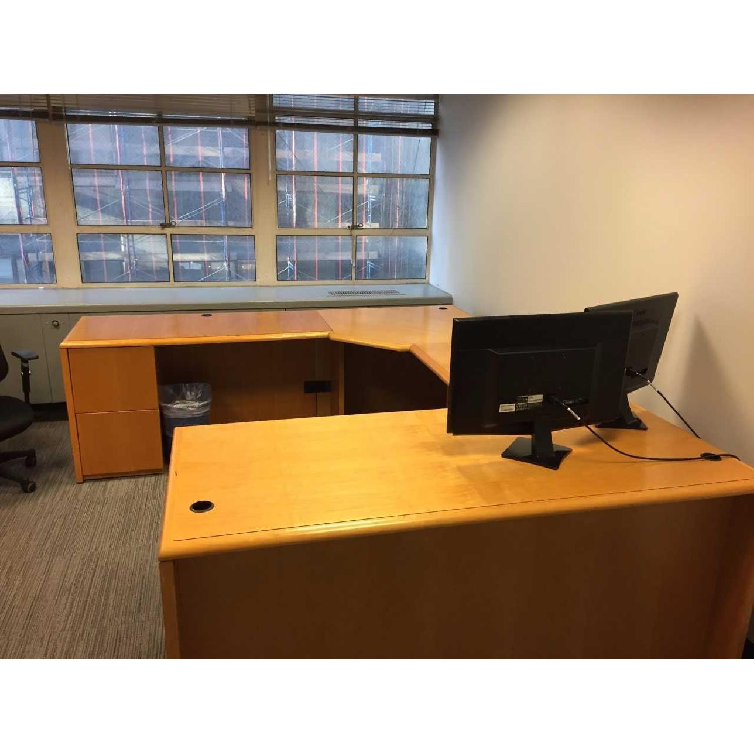National Office Furniture Natural Wood U Shaped Desk - image-1