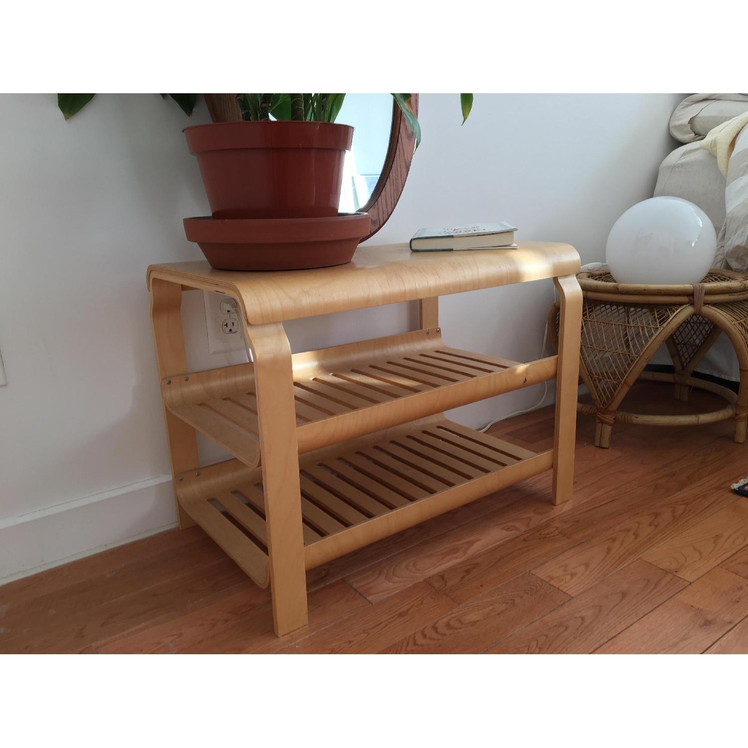 Vintage Scandinavian Mid Century Bench/Entryway Shoe Storage - image-1