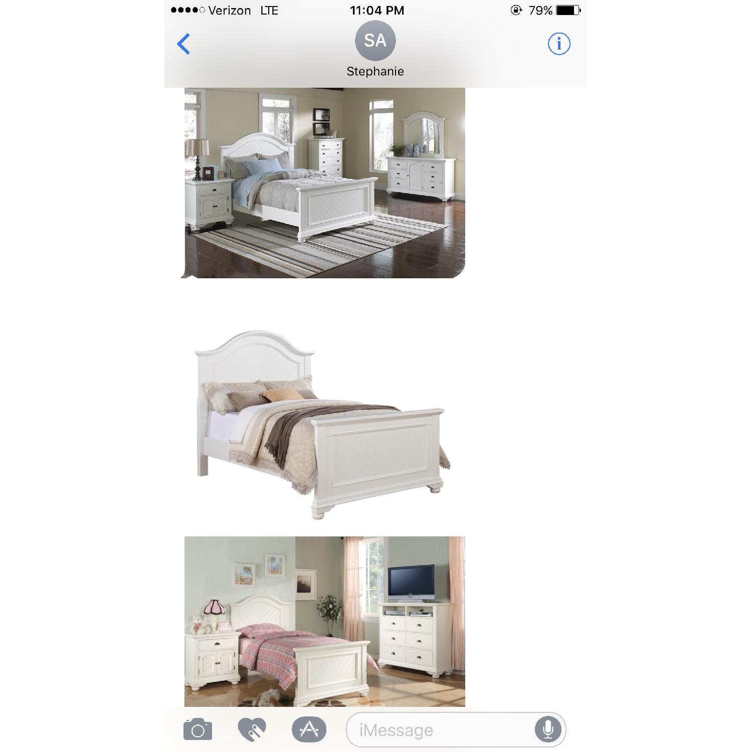 Full-Size White Wooden Bed Frame - image-2