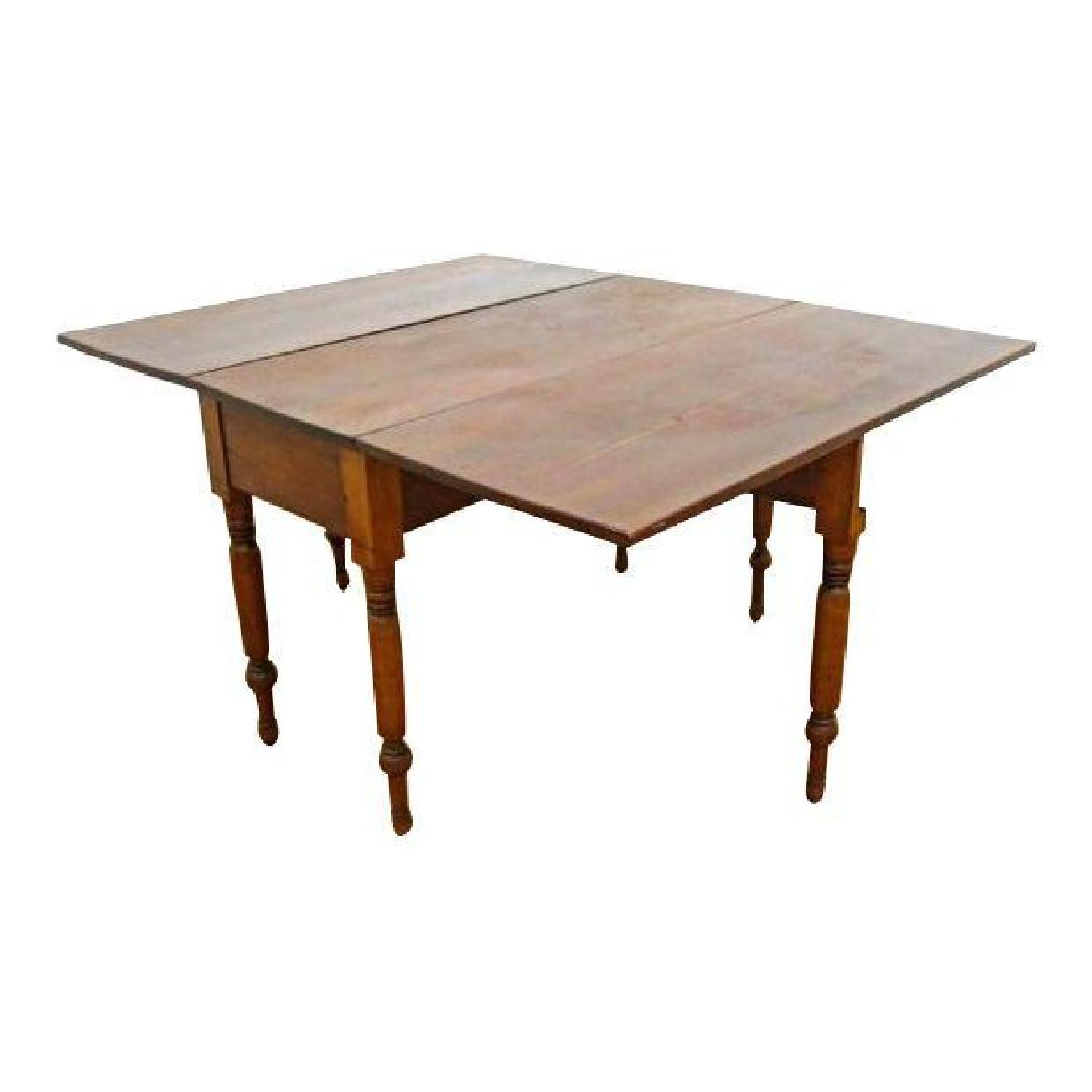 Antique Early Cherry Drop Leaf Spindle Legs Table Console - image-5