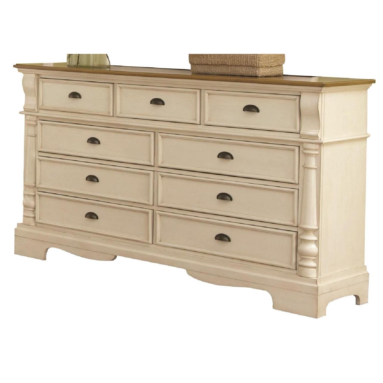 Cottage Style 9Drawer Dresser in Buttermilk Finish AptDeco
