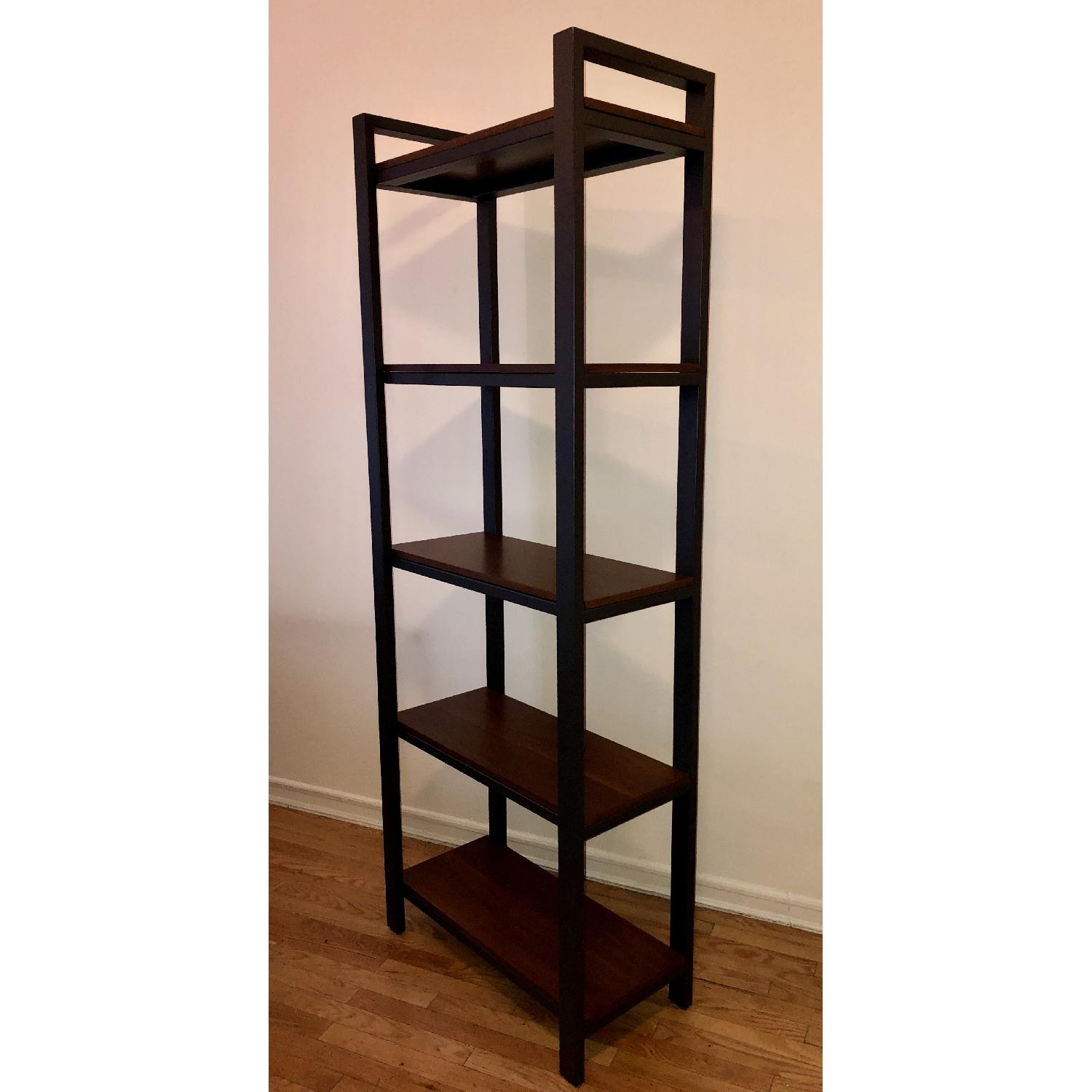 Crate & Barrel Pilsen Graphite Bookcase w/ Walnut Shelves AptDeco