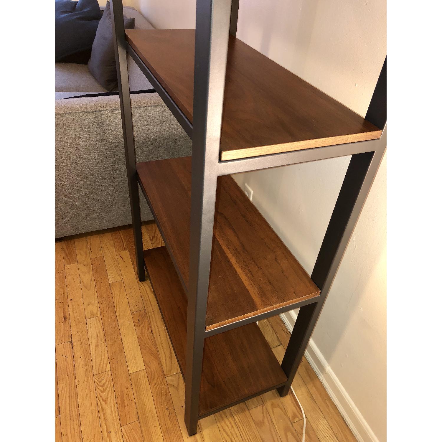 Crate & Barrel Pilsen Graphite Bookcase w/ Walnut Shelves AptDeco