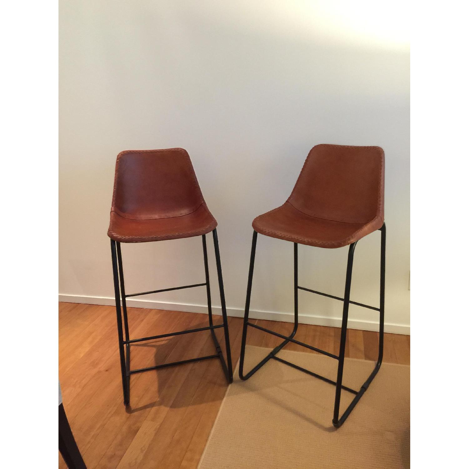 CB2 Roadhouse Leather Stool - image-1