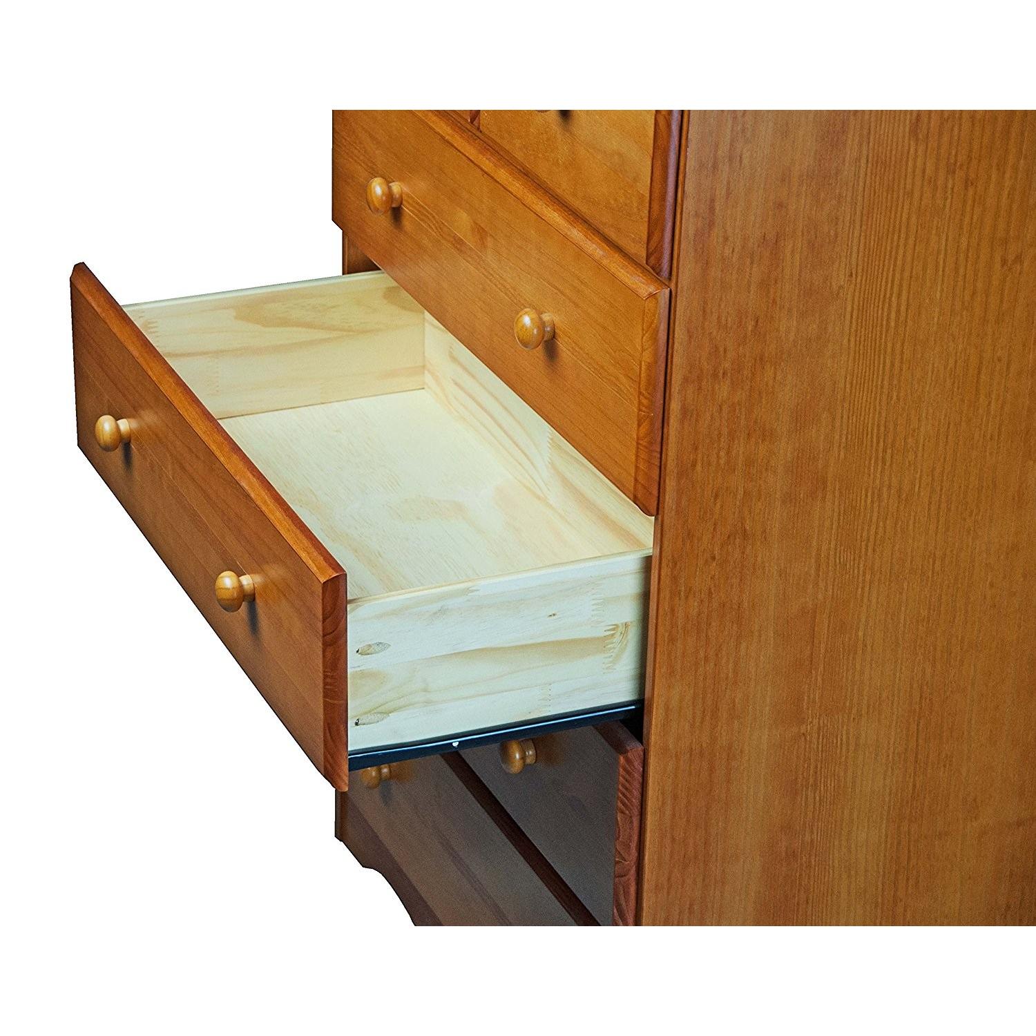 Cherry Color 5 Drawer Chest In Solid Wood Aptdeco