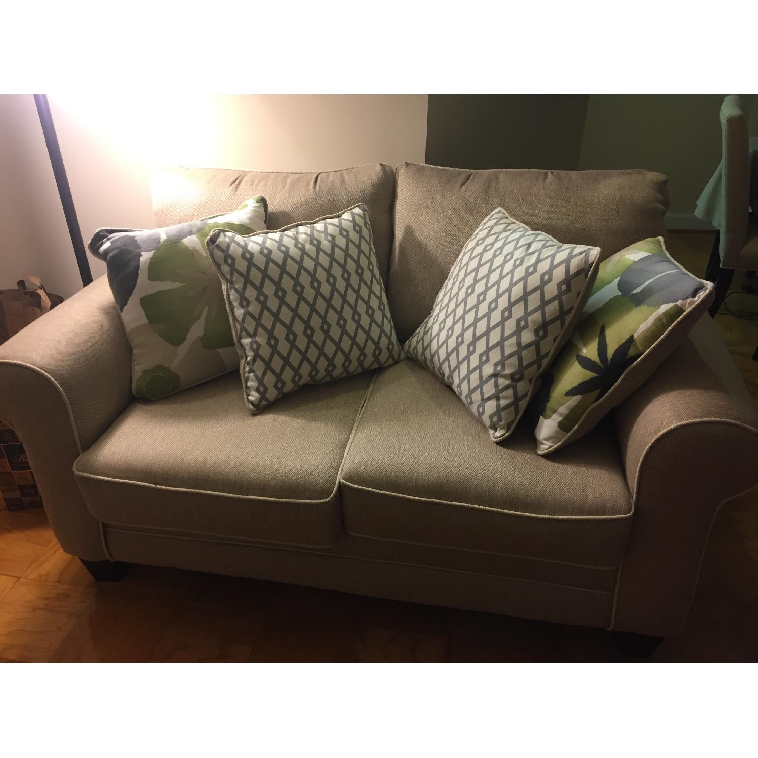 Rooms to Go Lilith Pond Taupe Loveseat - image-1