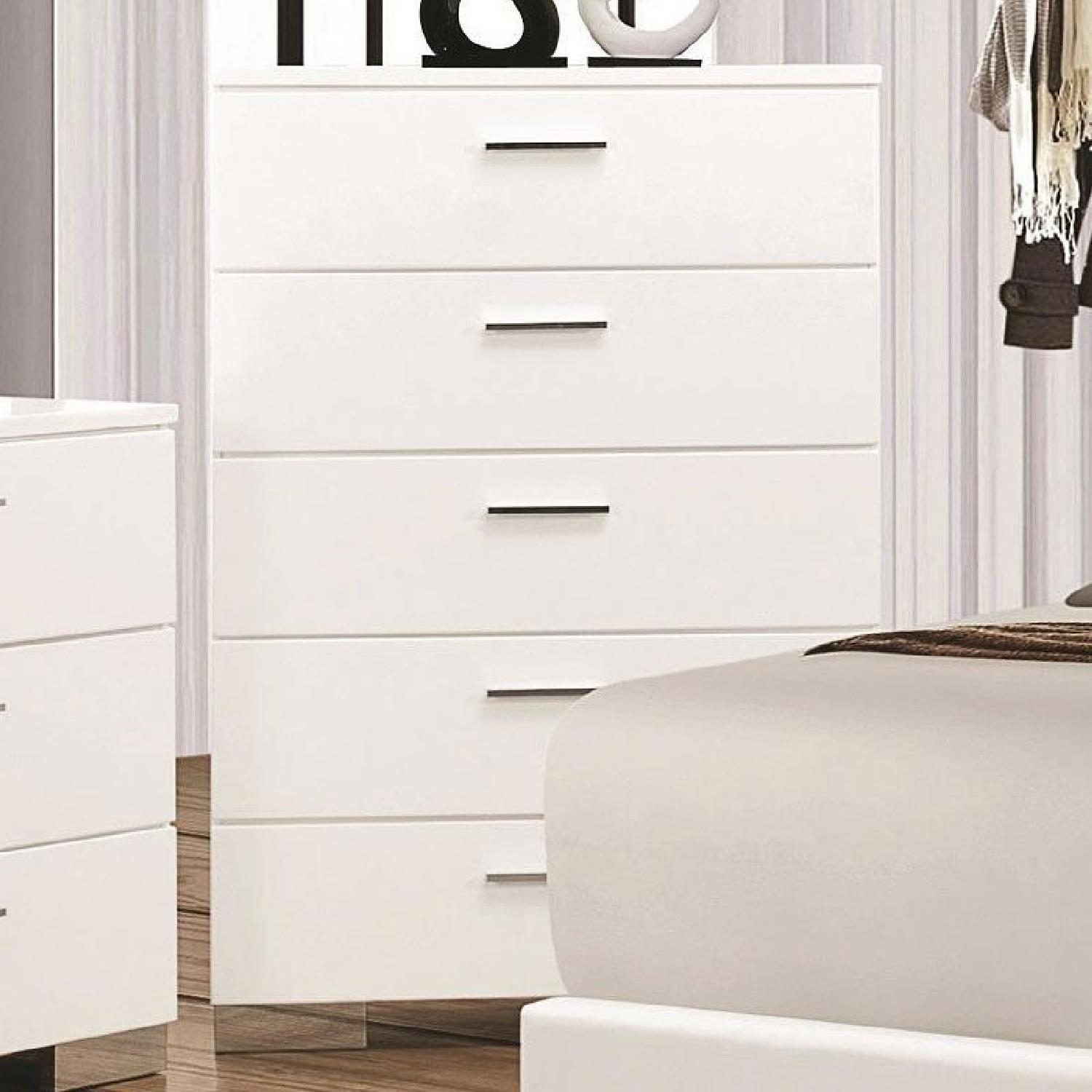 White High Gloss Chest of 5 Drawers - image-1