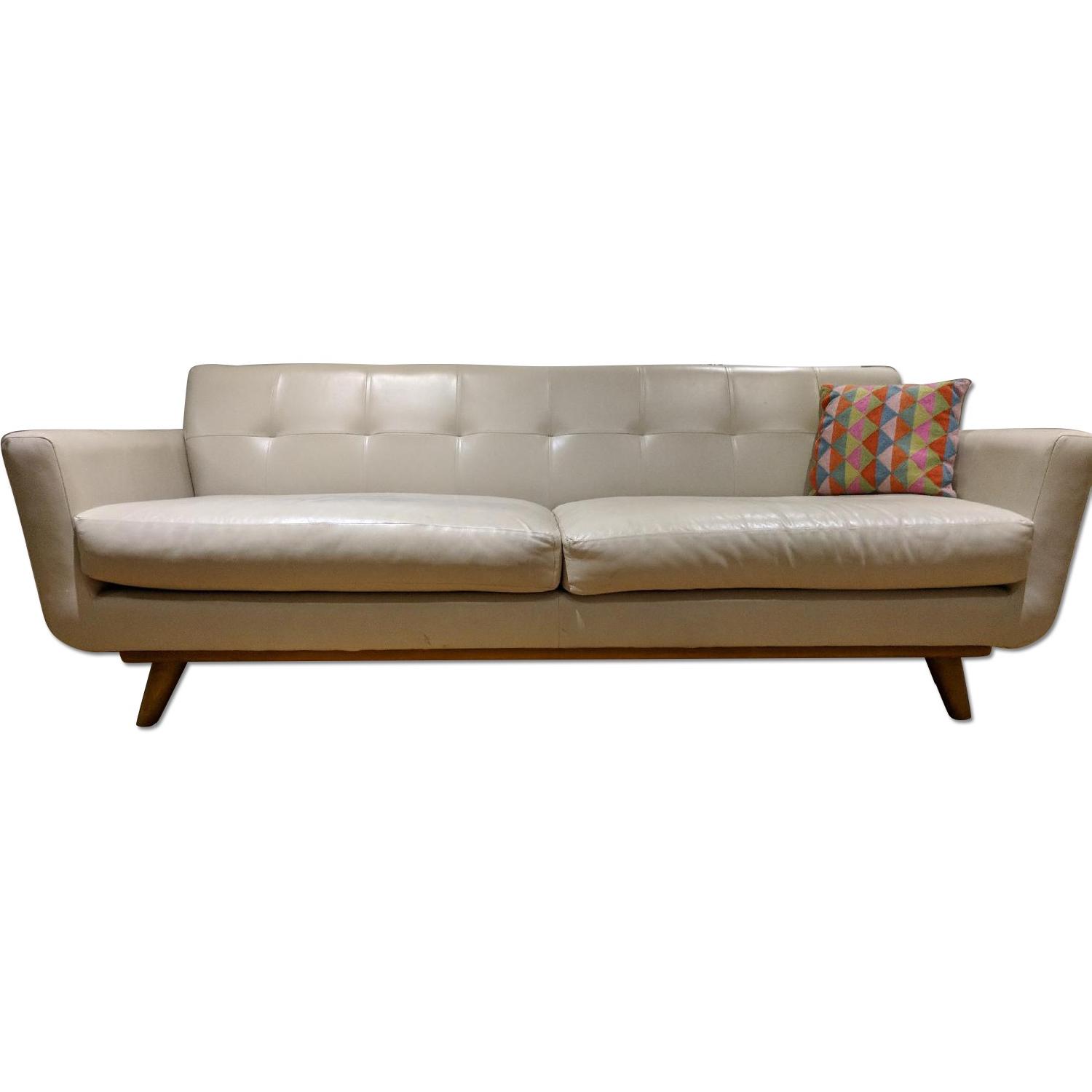 Ivory Leather Sofa - AptDeco