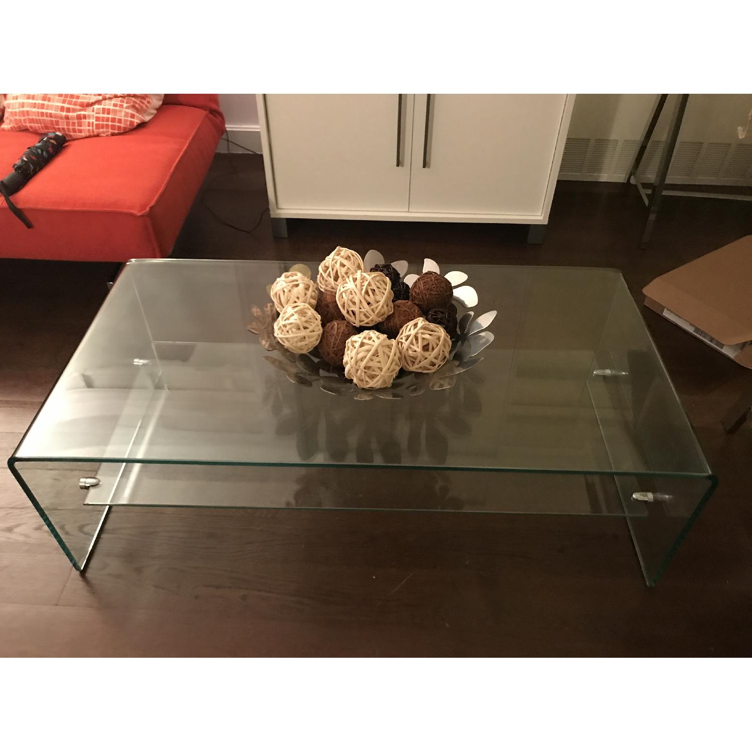 Christopher Knight Ramona Glass Coffee Table w/ Shelf AptDeco
