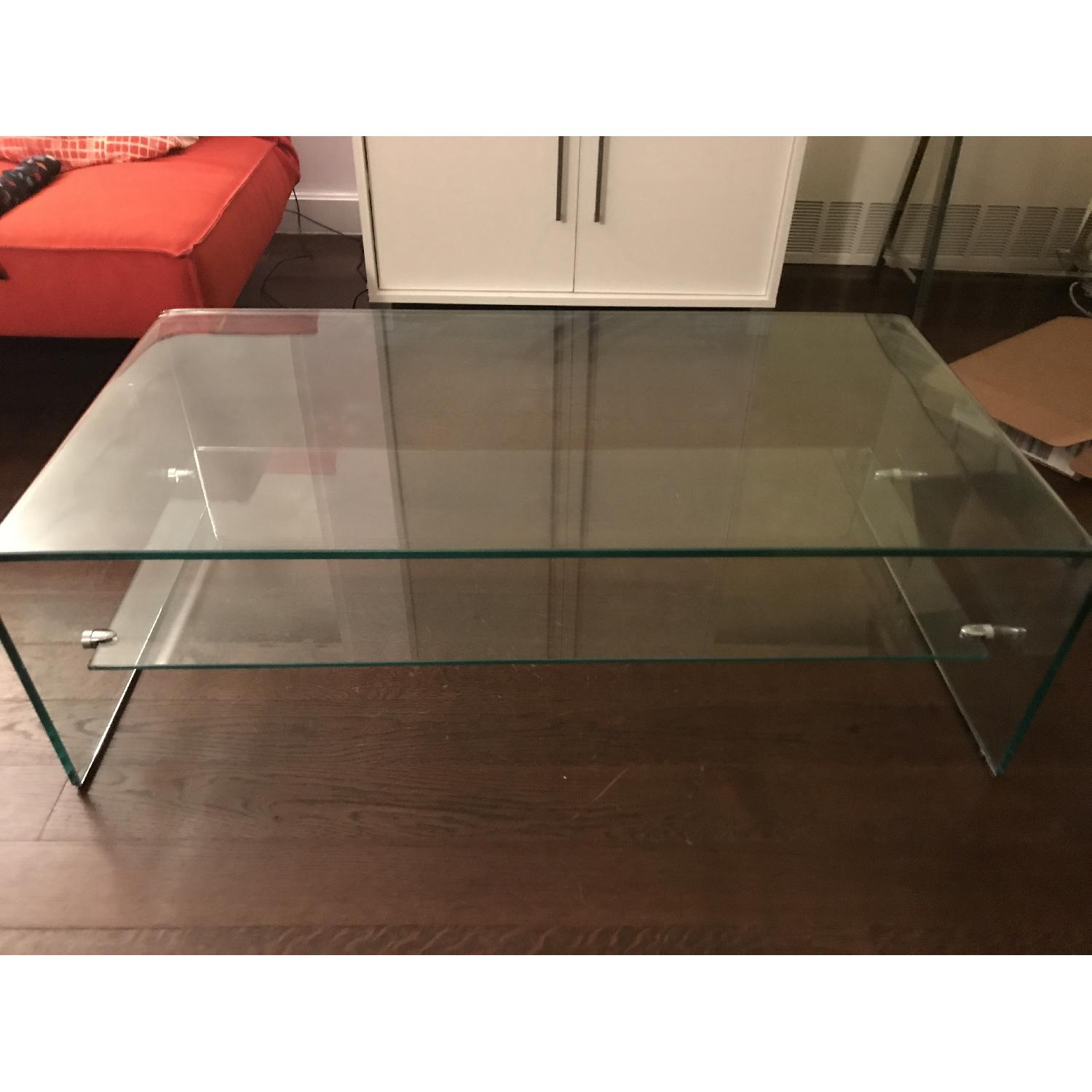 Christopher Knight Ramona Glass Coffee Table w/ Shelf AptDeco